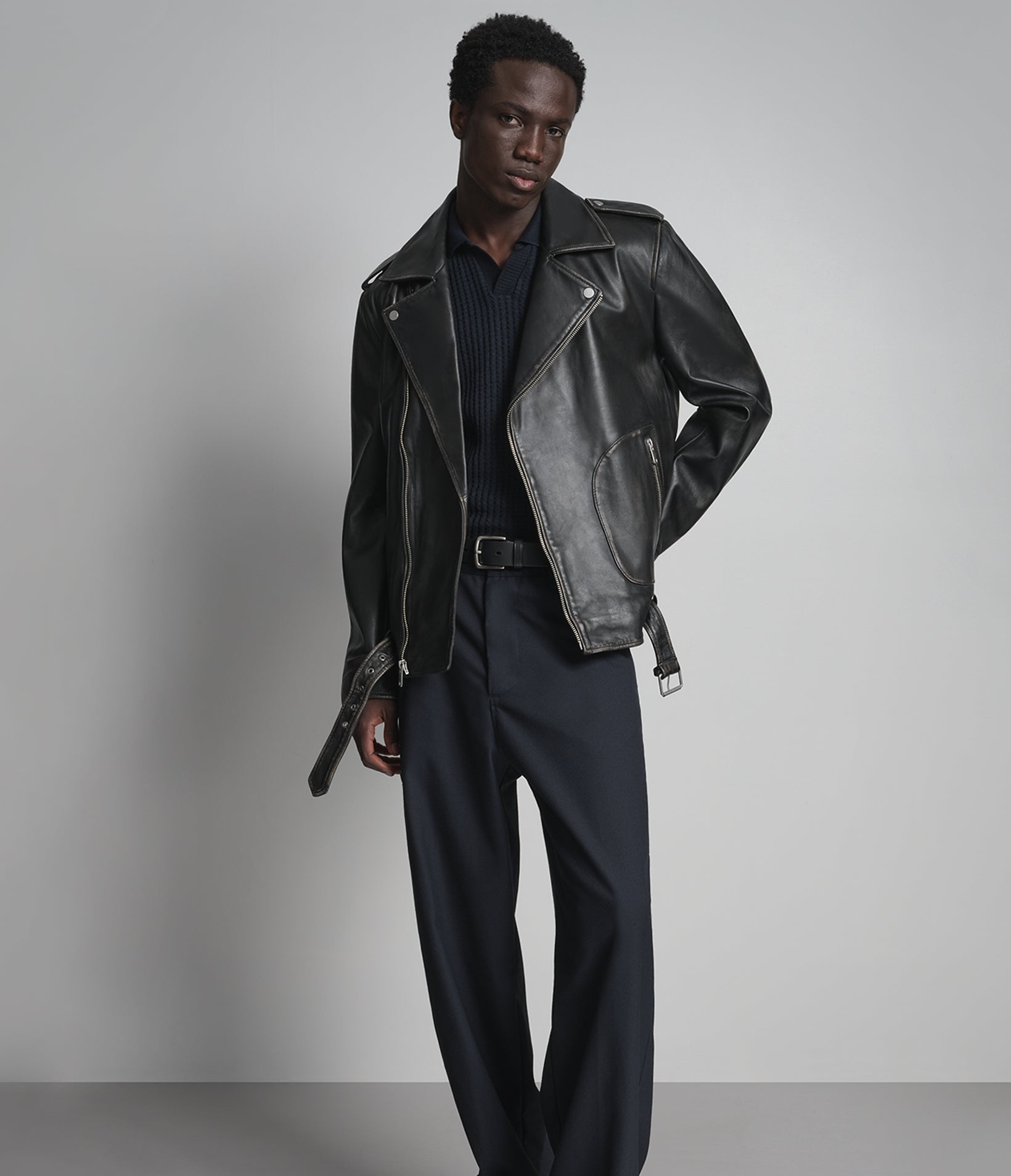 Rhodes Vintage Leather Moto Jacket
