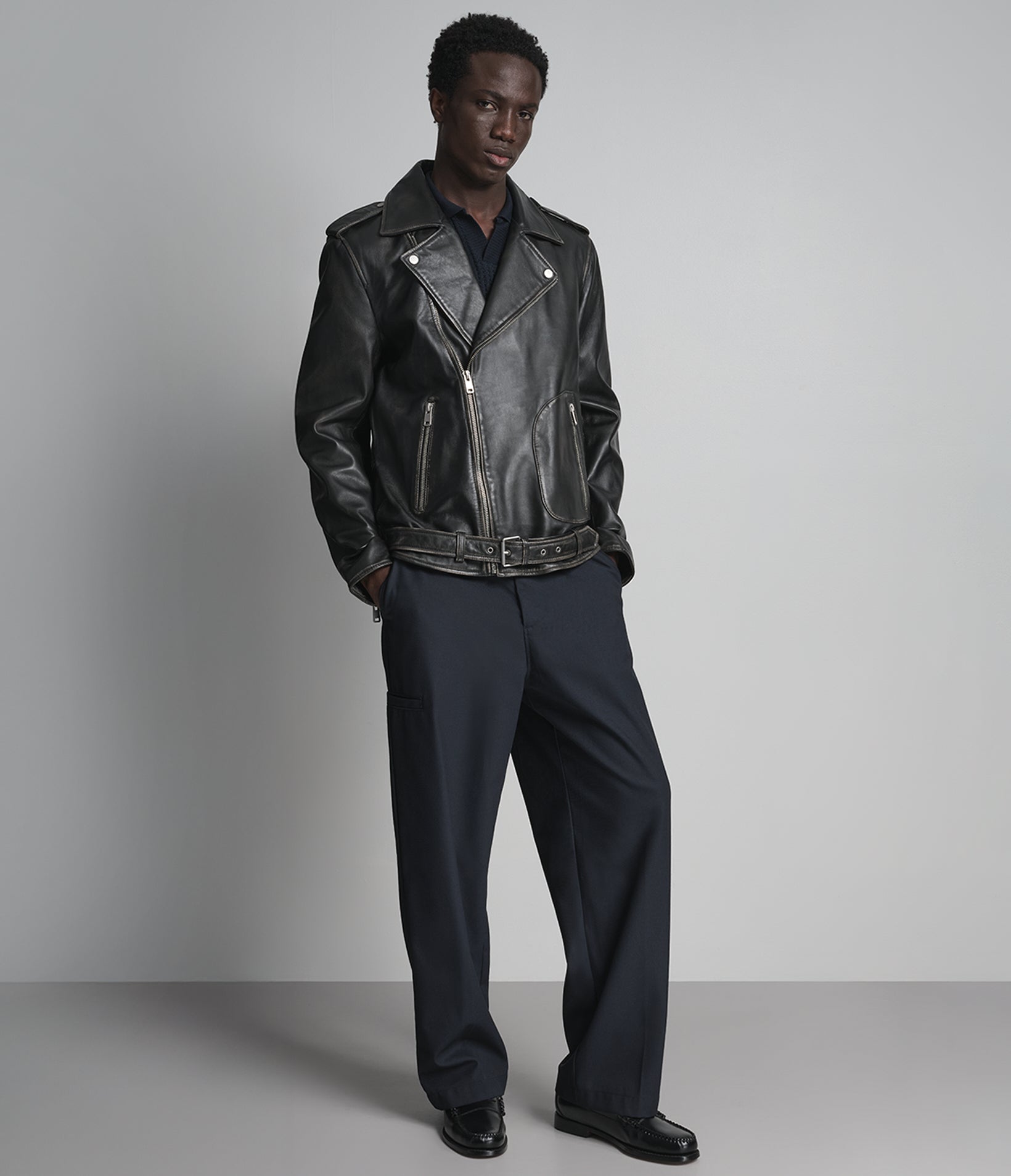 Rhodes Vintage Leather Moto Jacket