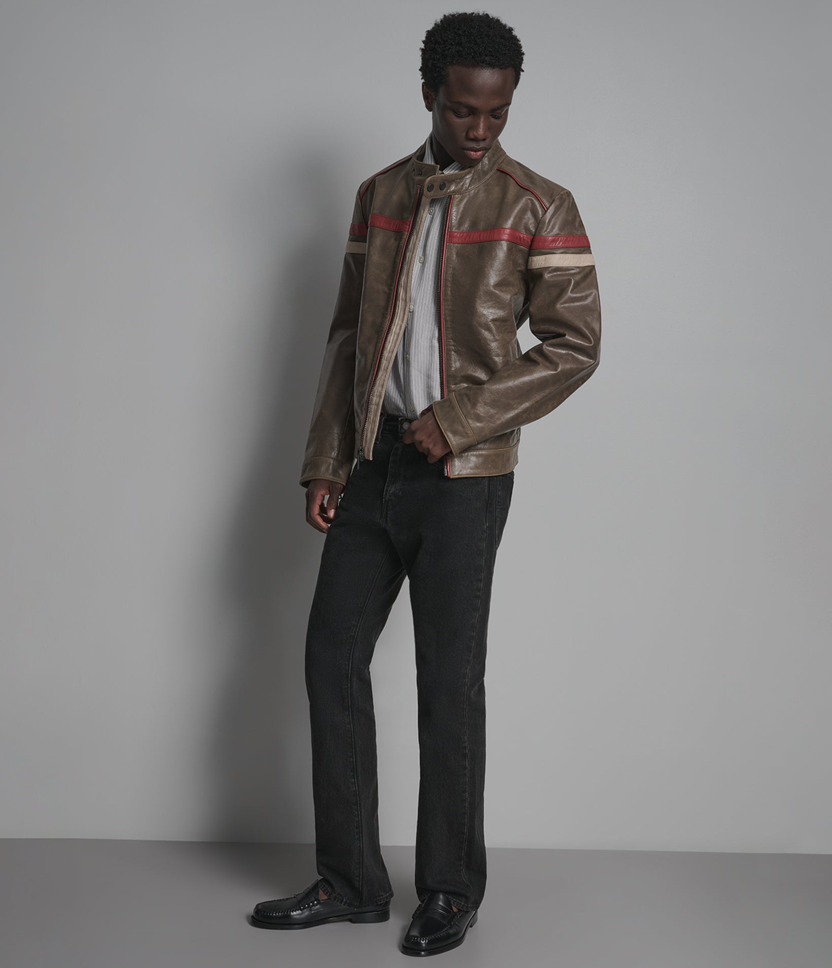 ELLIOT VINTAGE STRIPED RACER JACKET