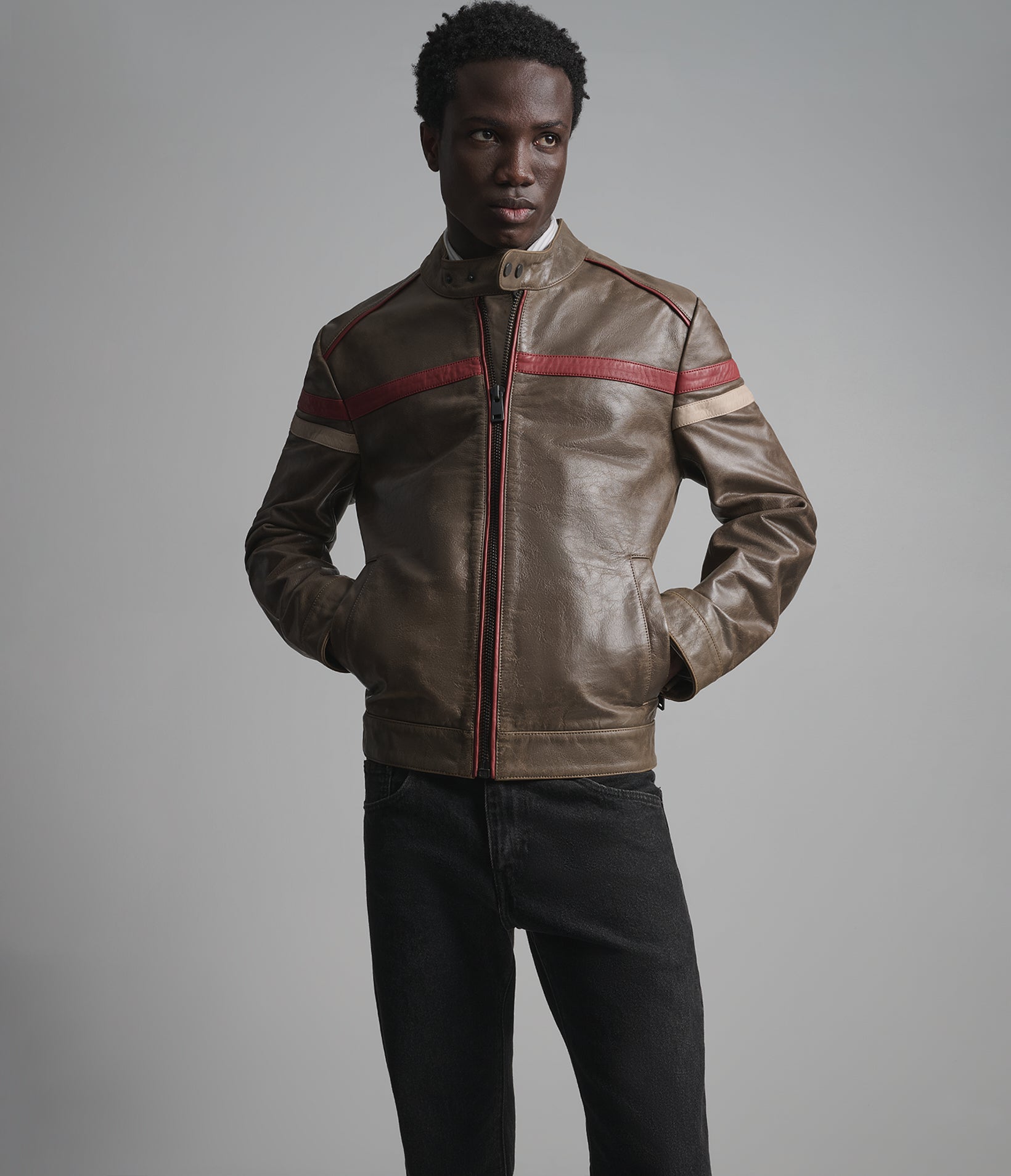 ELLIOT VINTAGE STRIPED RACER JACKET
