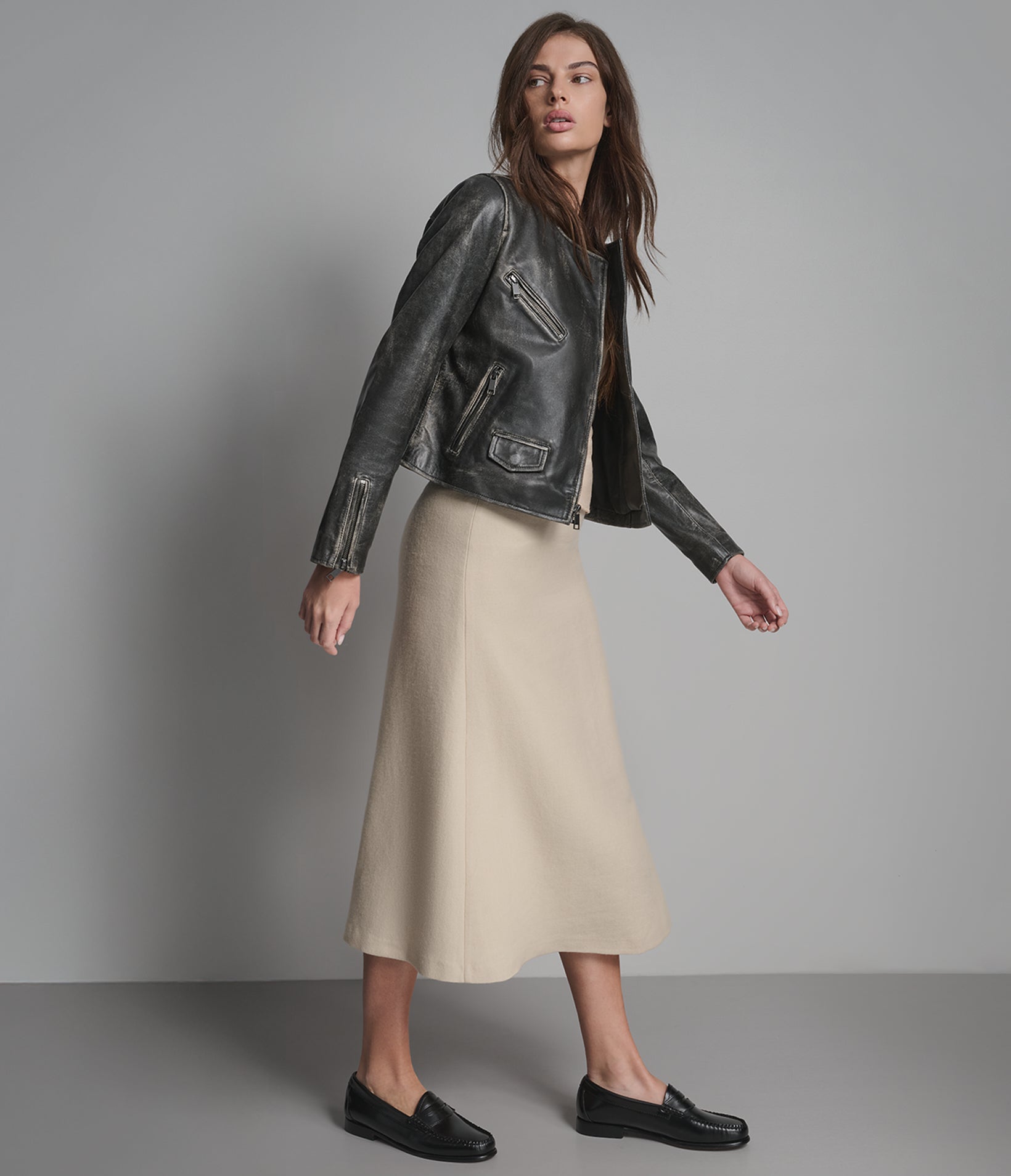 ELOISE VINTAGE COLLARLESS MOTO JACKET