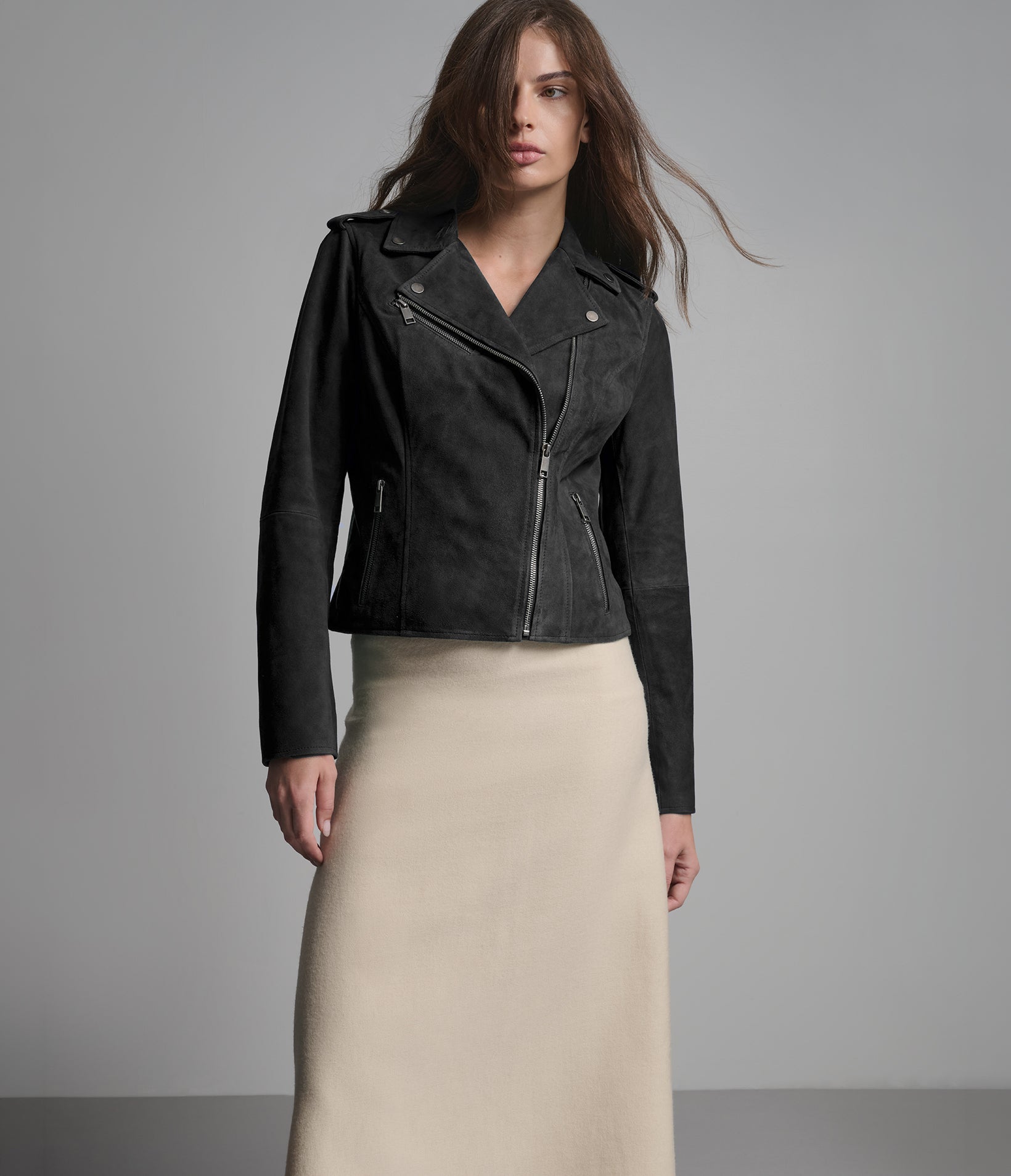 Madeline Suede Quilted Moto Jacket
