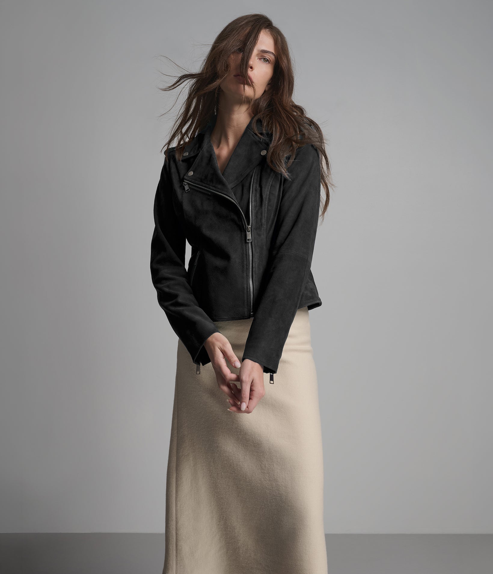 Madeline Suede Quilted Moto Jacket
