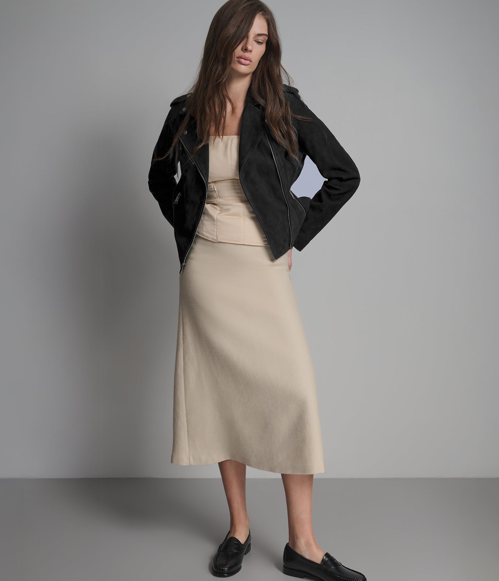Madeline Suede Quilted Moto Jacket