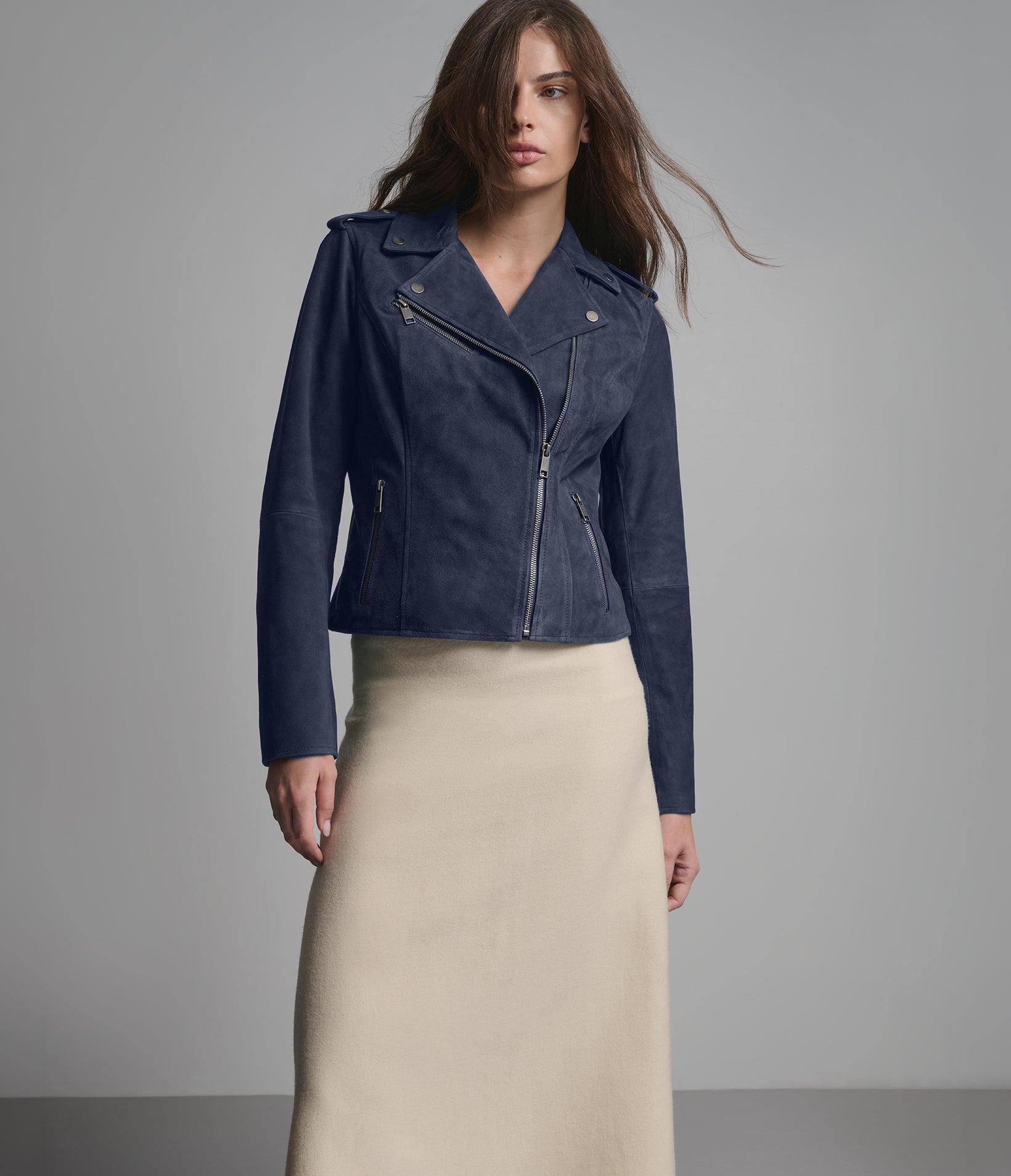 Madeline Suede Quilted Moto Jacket