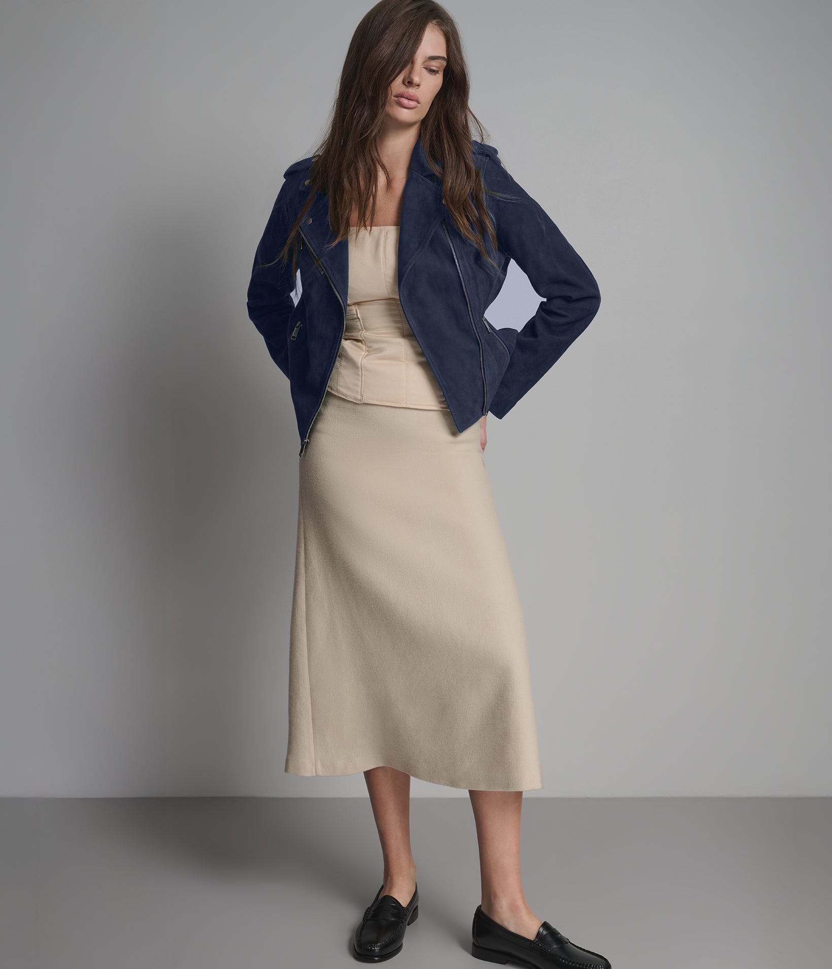 Madeline Suede Quilted Moto Jacket