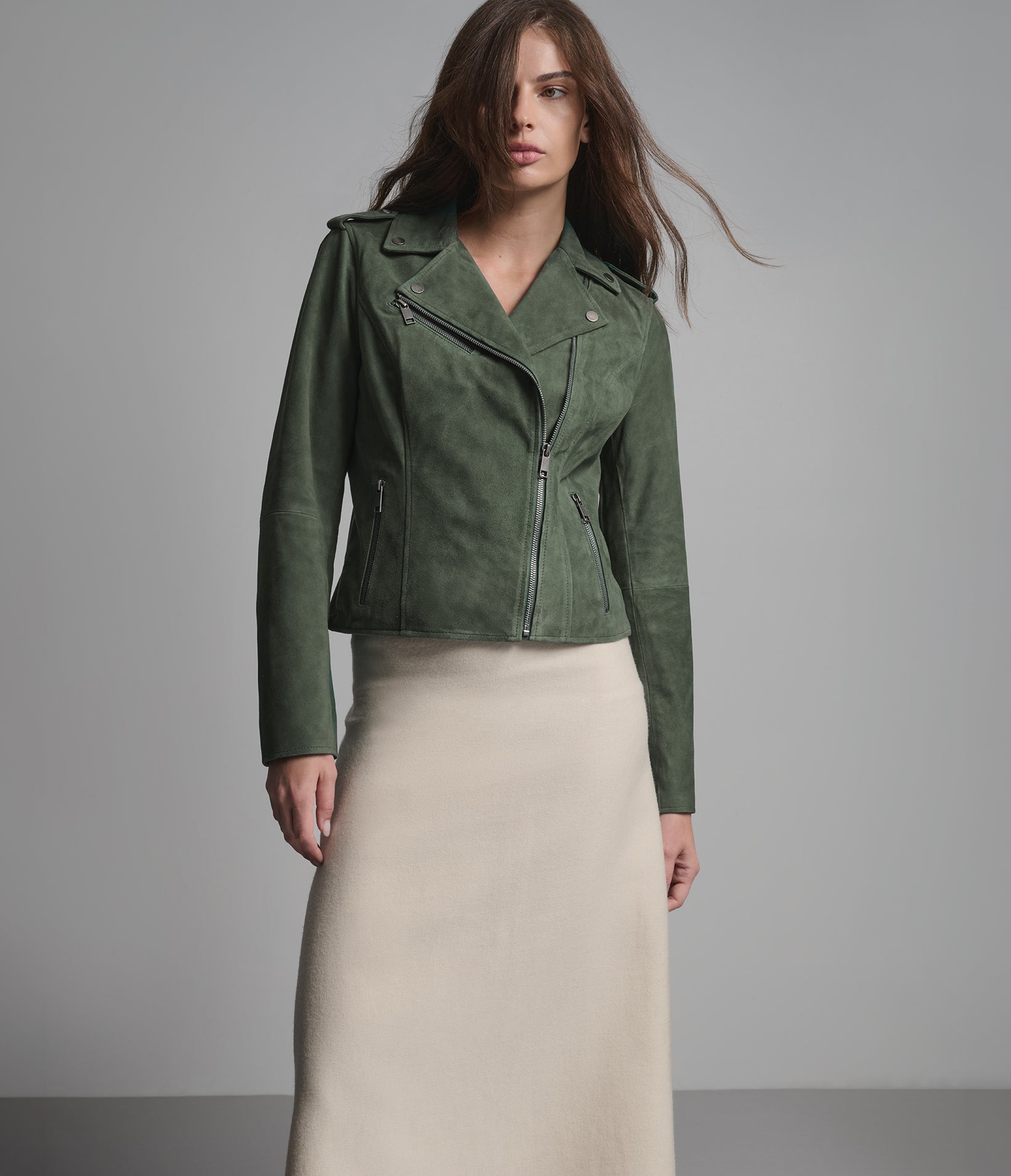 Madeline Suede Quilted Moto Jacket