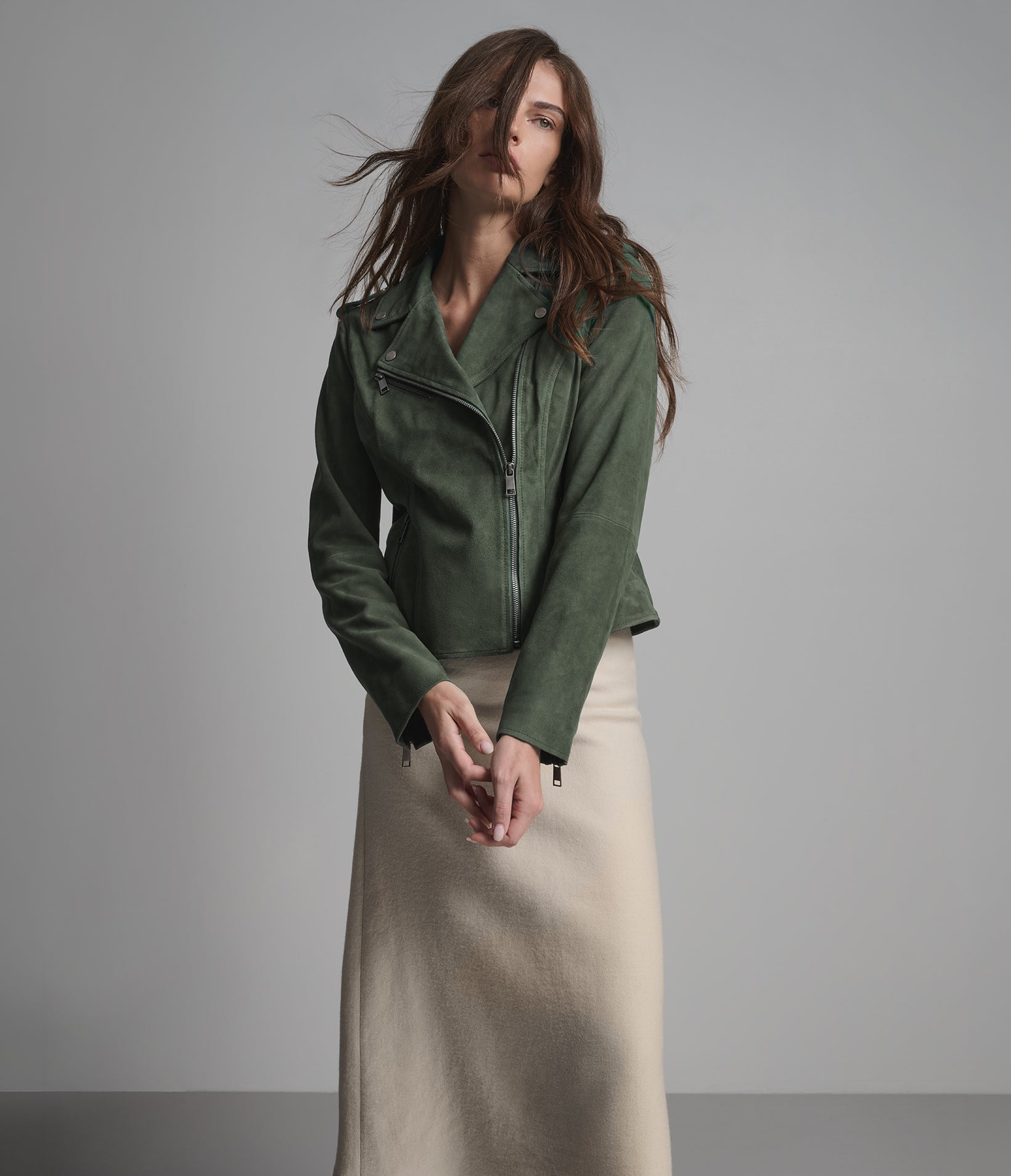 Madeline Suede Quilted Moto Jacket