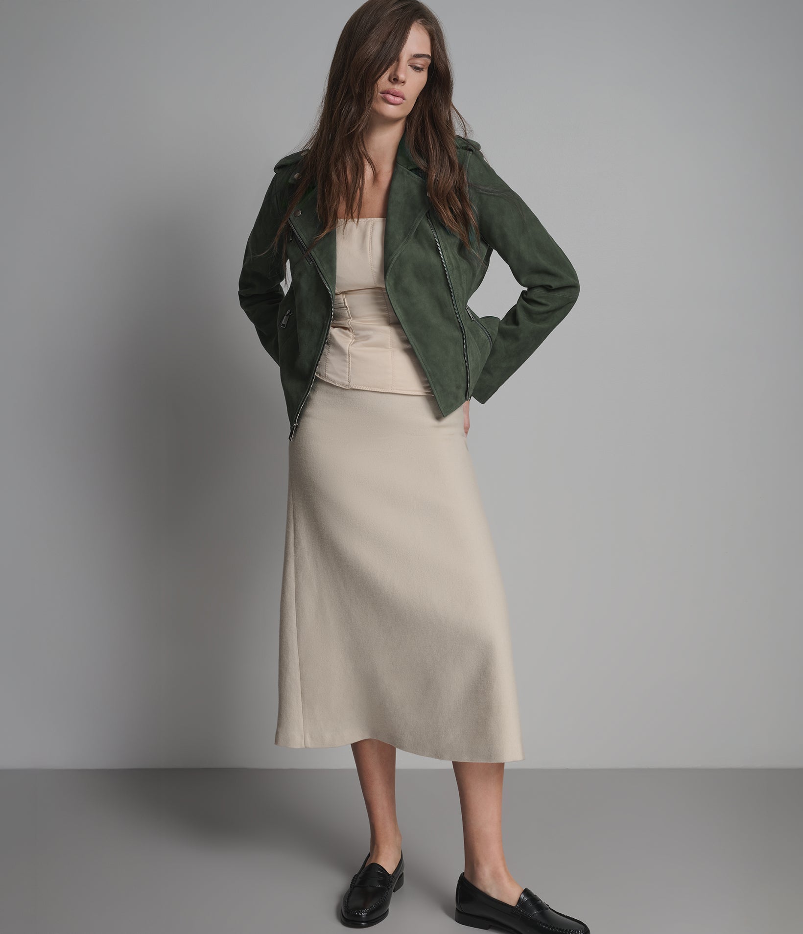 Madeline Suede Quilted Moto Jacket