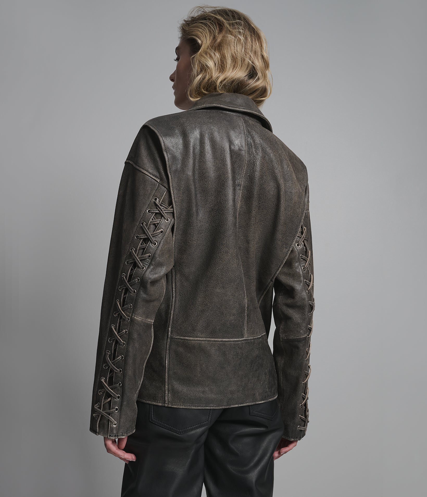 Briana Oversized Asymmetric Leather Moto Jacket