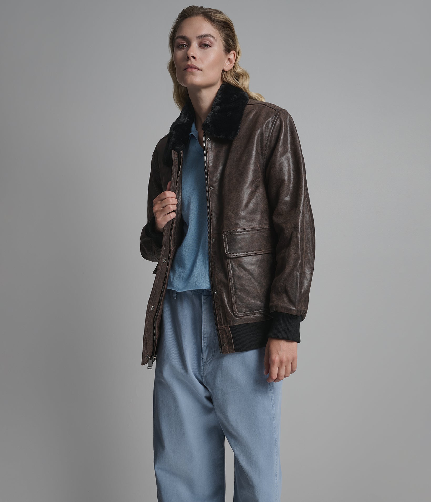 Everleigh Faux Fur Lined Bomber Jacket