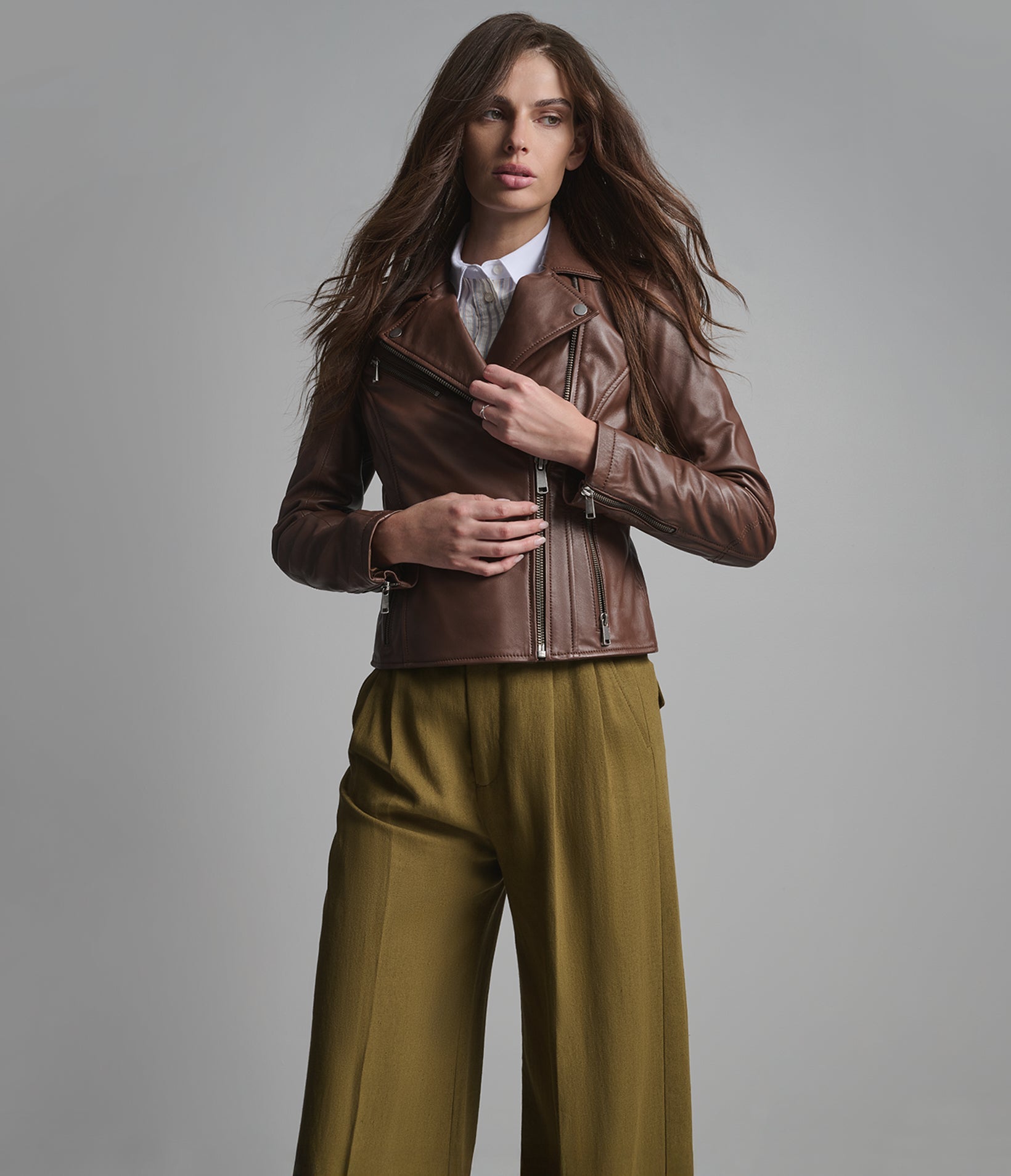 Madeline Asymmetrical Leather Moto Jacket