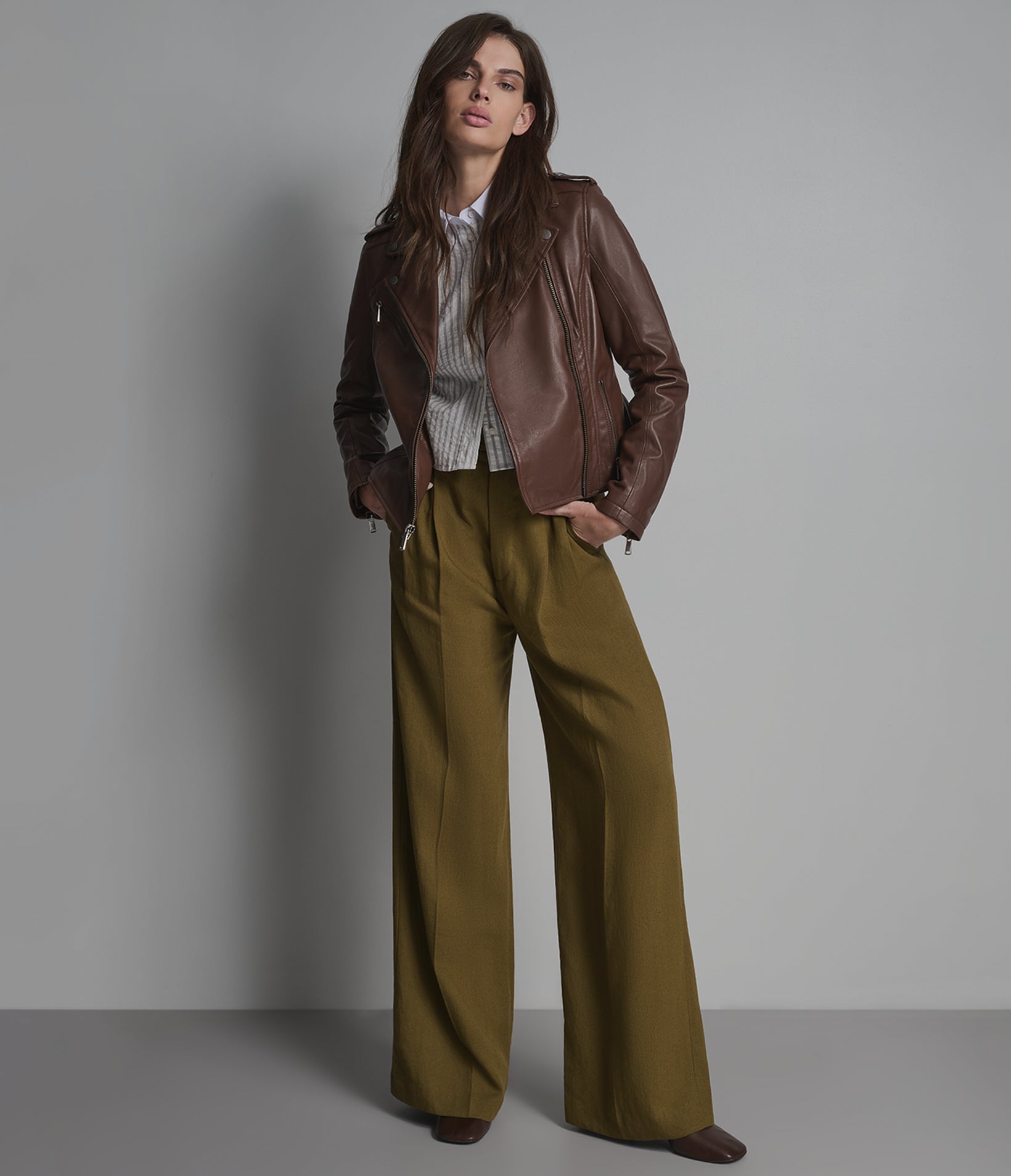 Madeline Asymmetrical Leather Moto Jacket