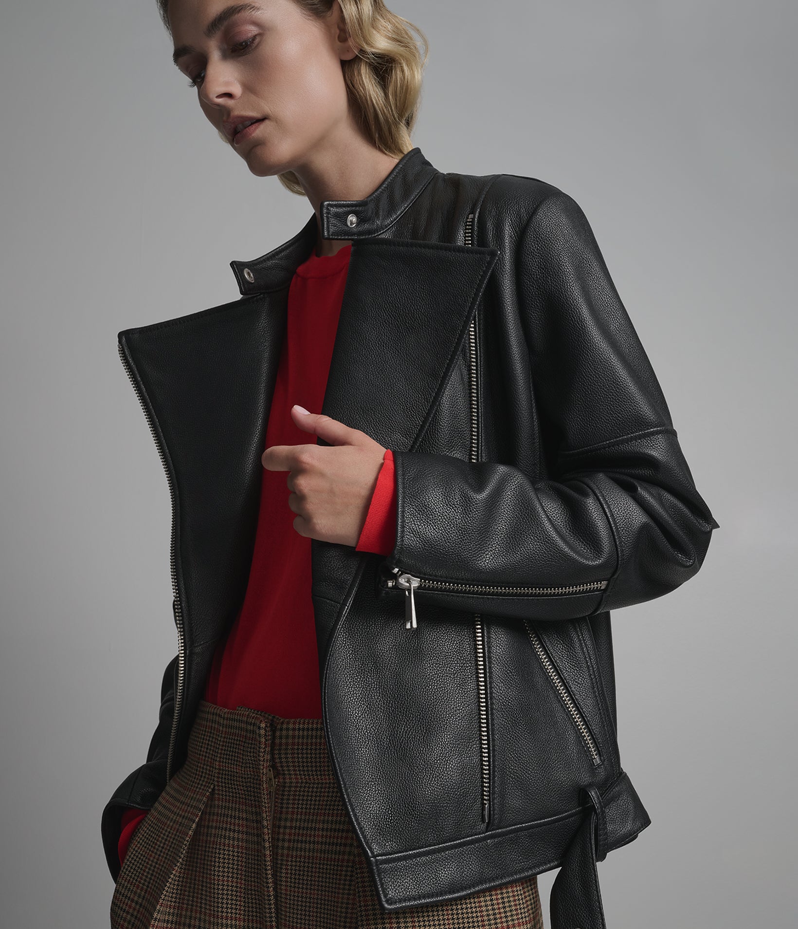 Miley Oversized Leather Moto Jacket