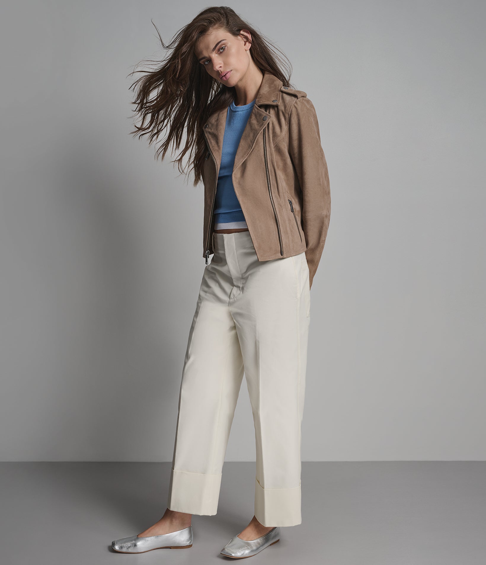 MADELINE SUEDE QUILTED MOTO JACKET