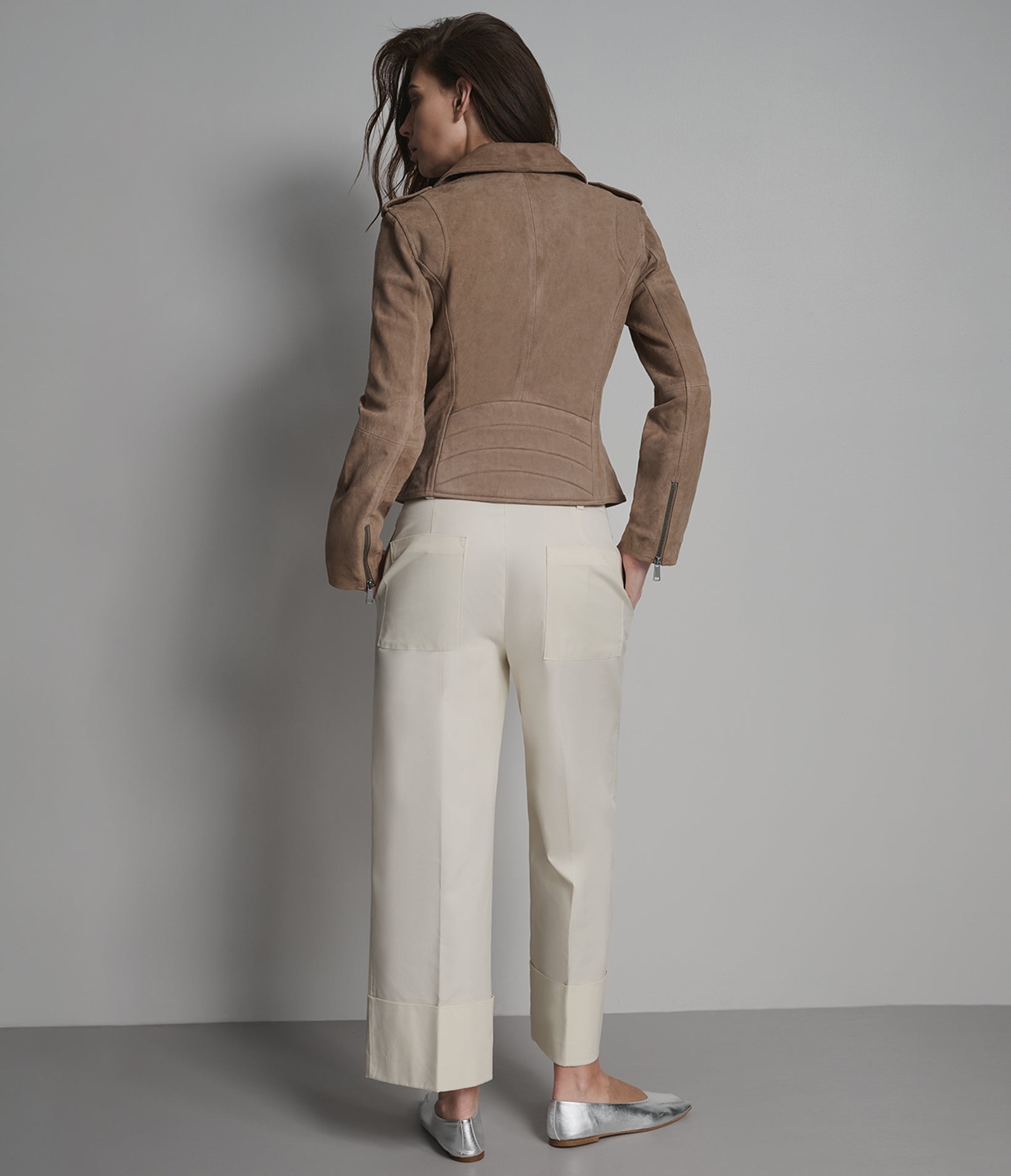 MADELINE SUEDE QUILTED MOTO JACKET