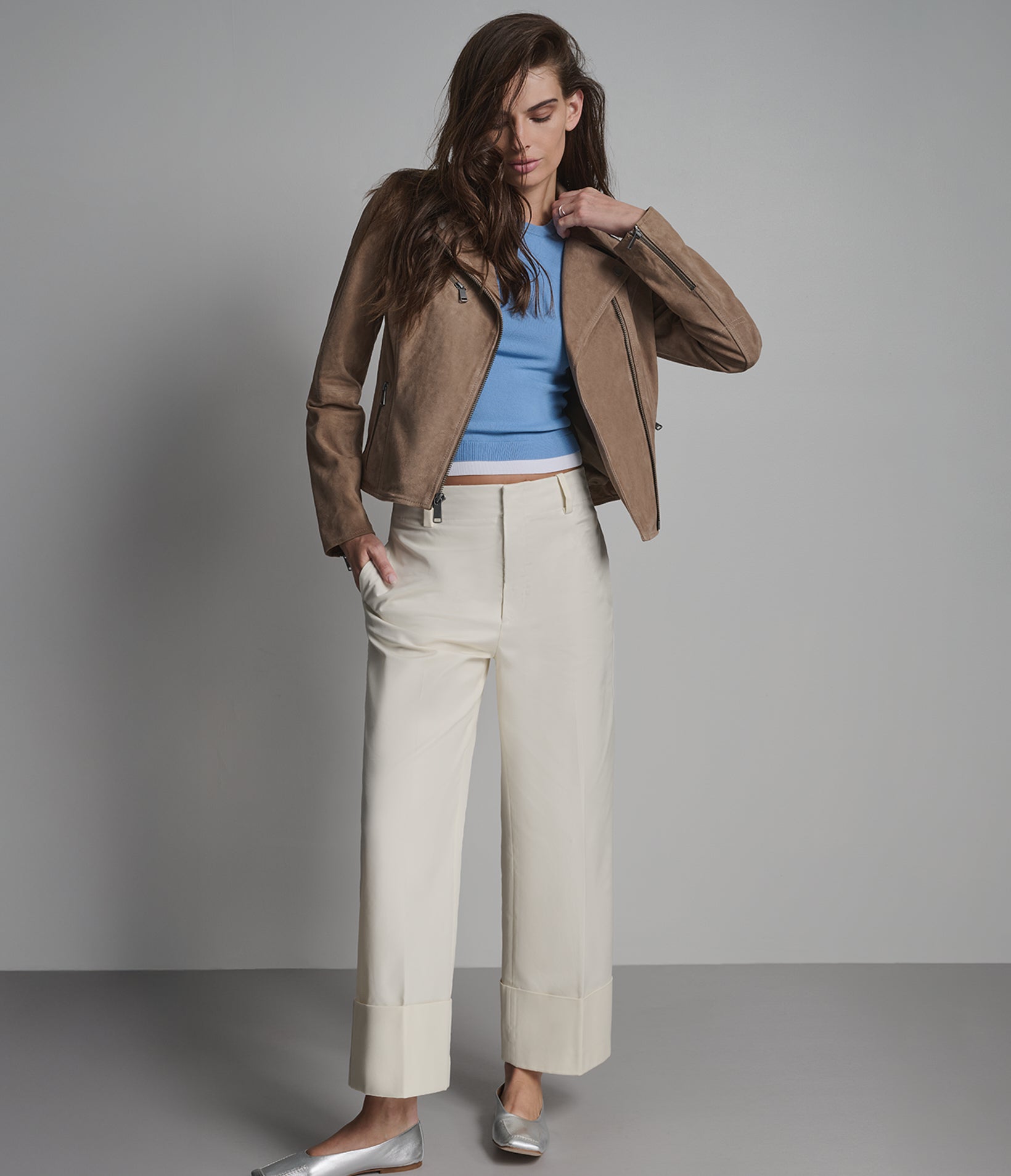 MADELINE SUEDE QUILTED MOTO JACKET