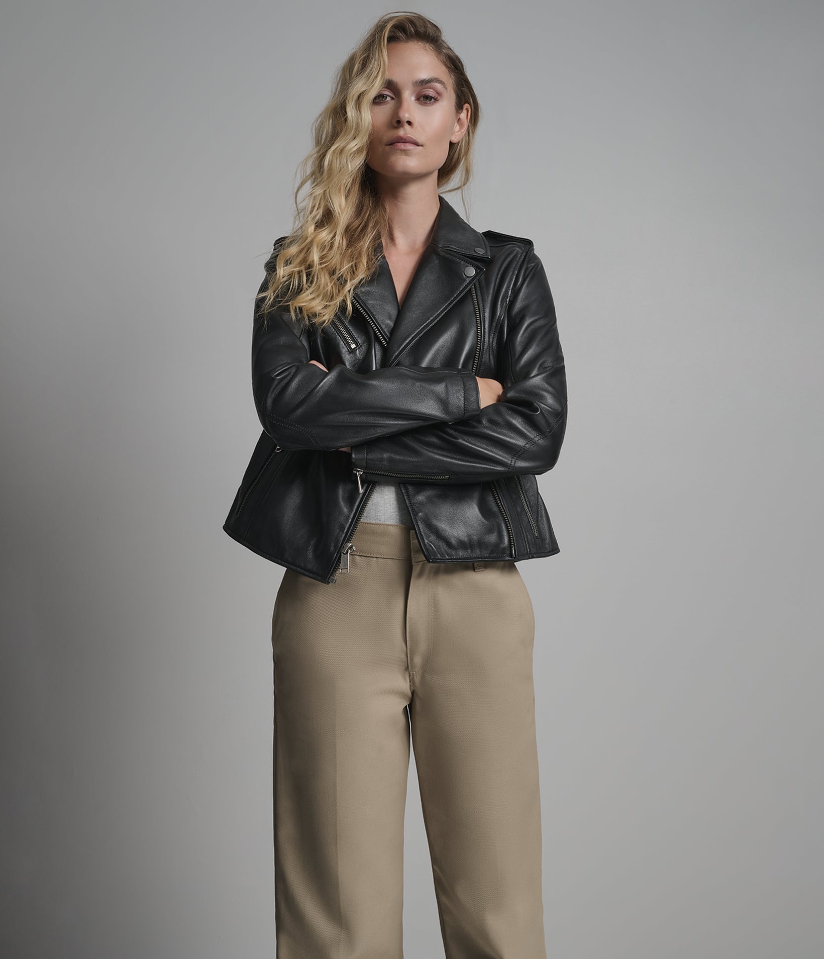 Madeline Asymmetrical Leather Moto Jacket