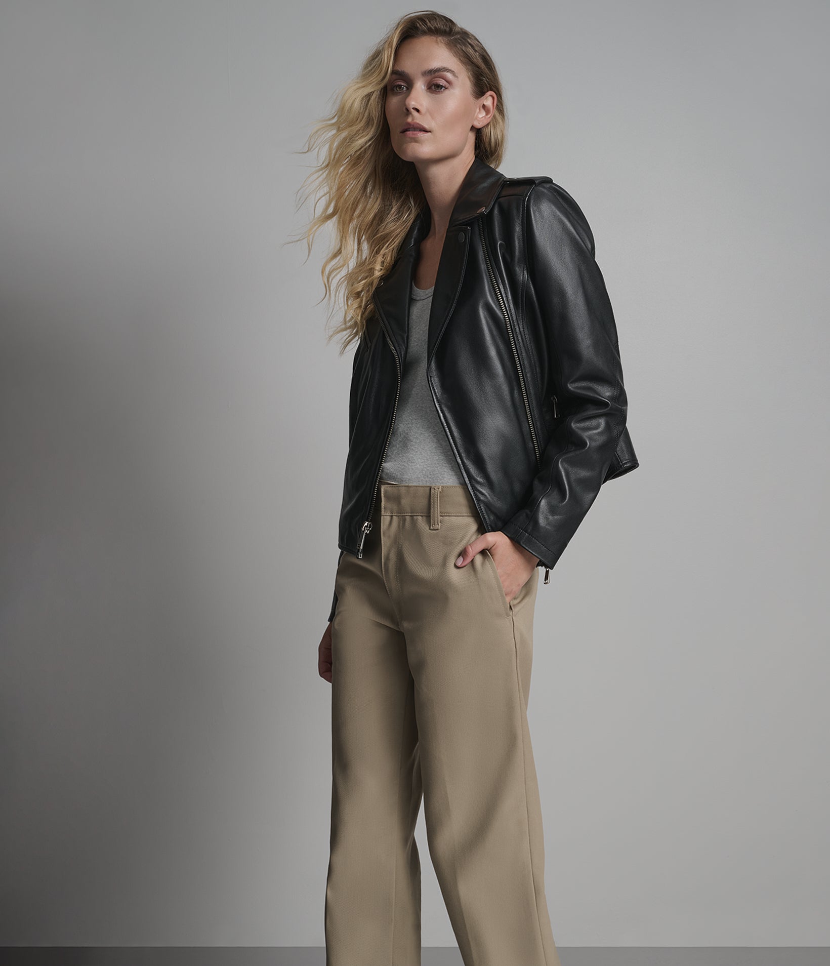 Madeline Asymmetrical Leather Moto Jacket