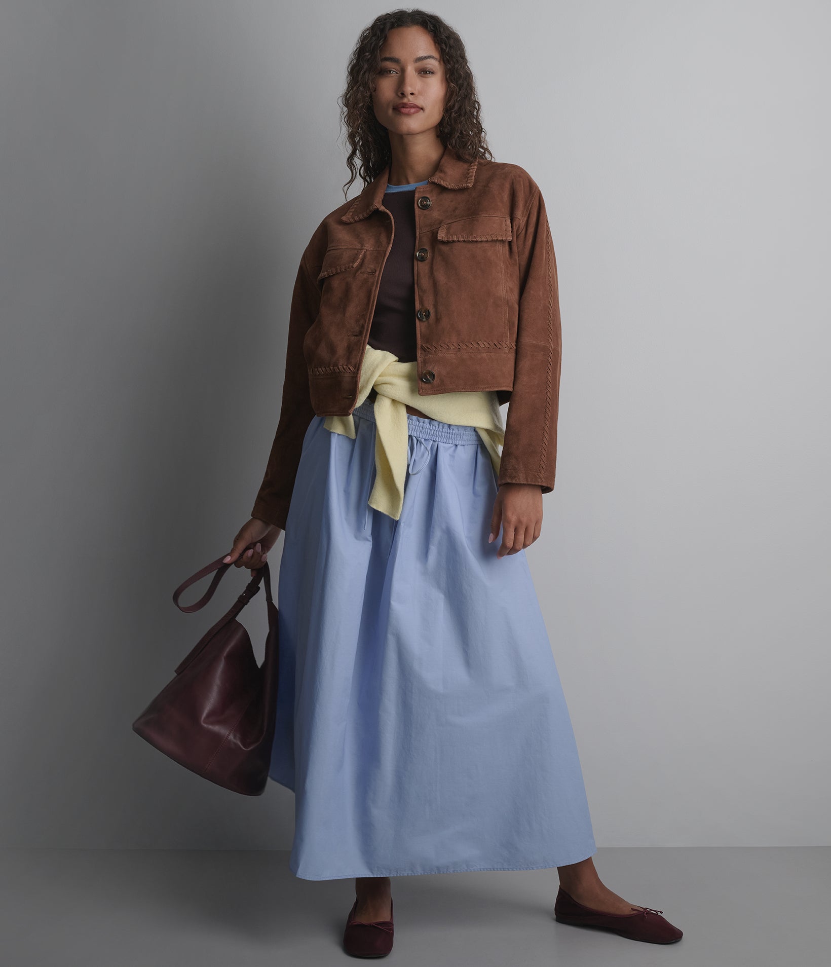 Vivianne Lightweight Suede Trucker Jacket