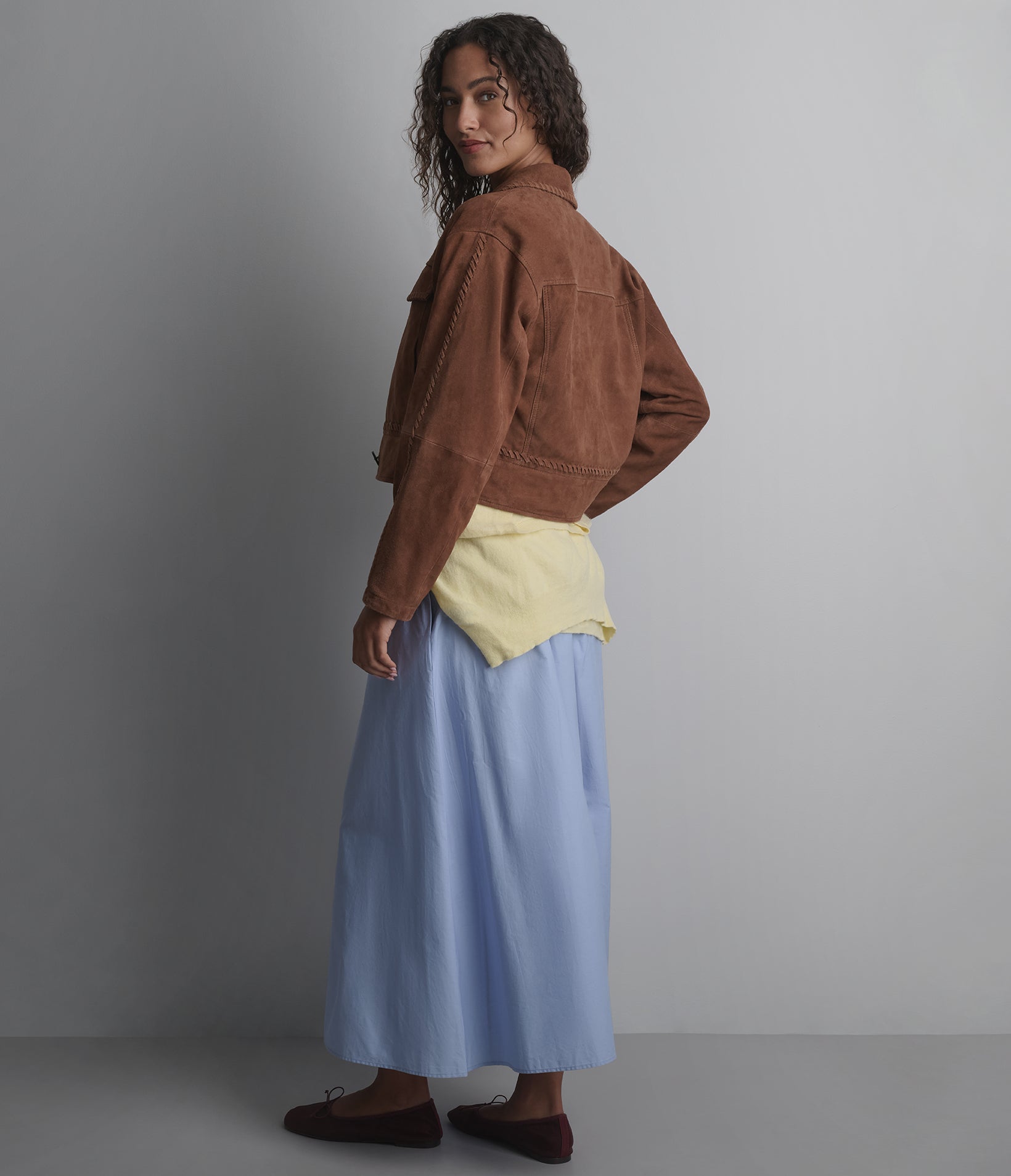 Vivianne Lightweight Suede Trucker Jacket