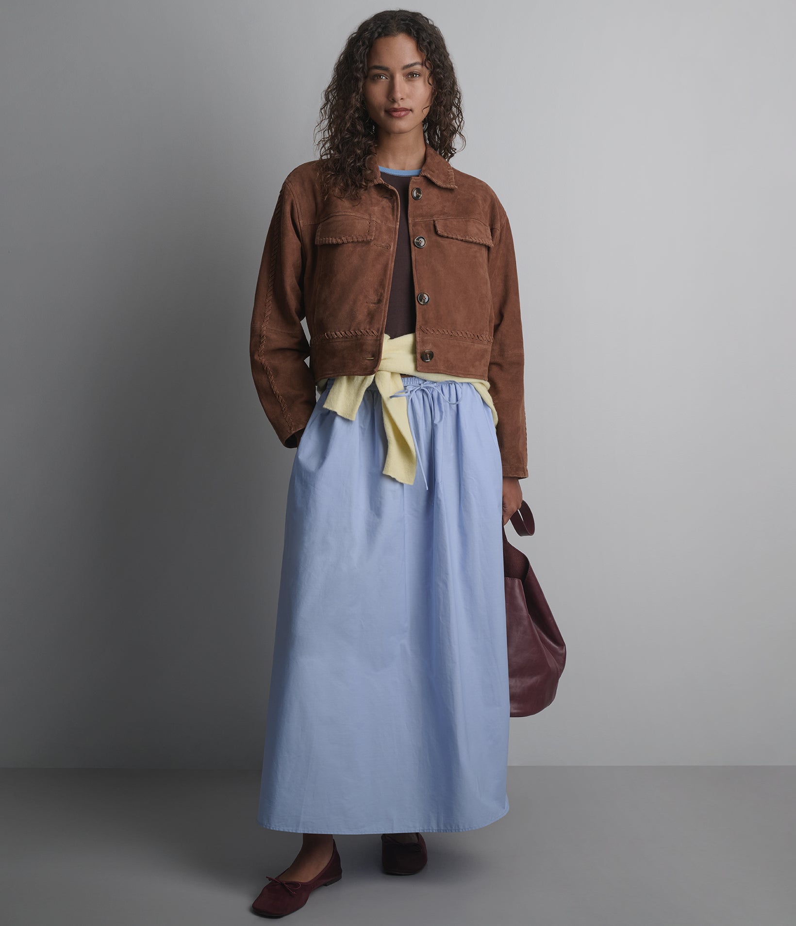 Vivianne Lightweight Suede Trucker Jacket