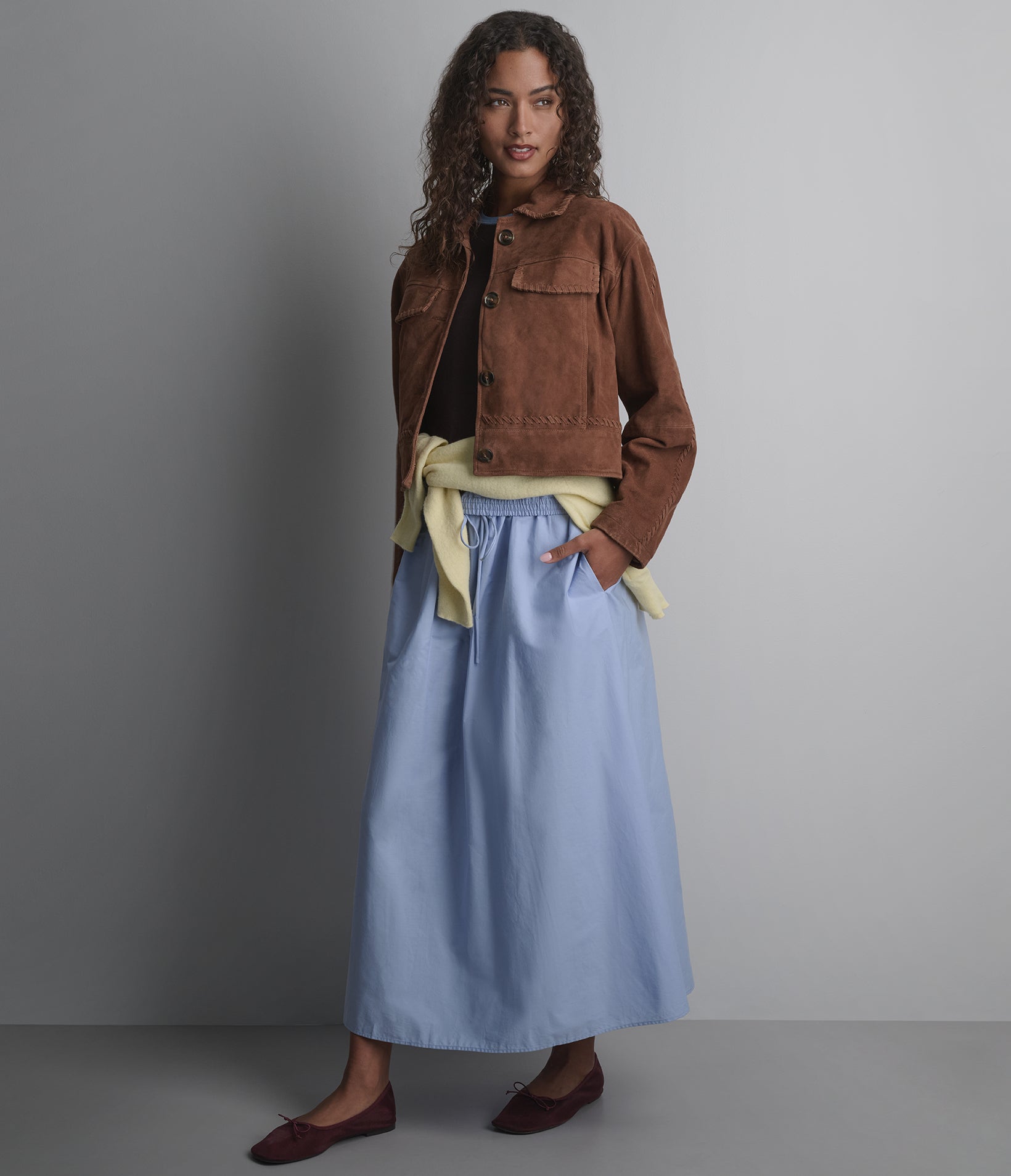 Vivianne Lightweight Suede Trucker Jacket
