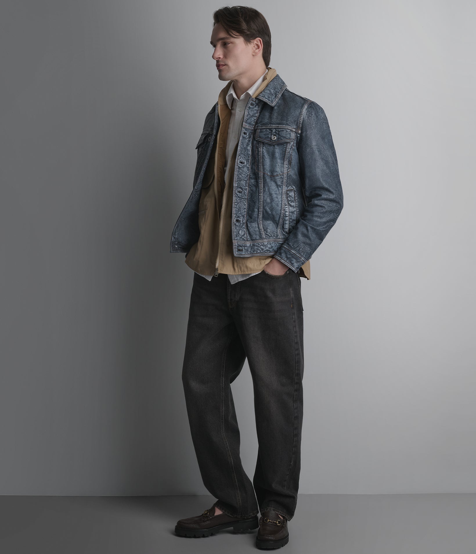 CHASE LEATHER DENIM JACKET
