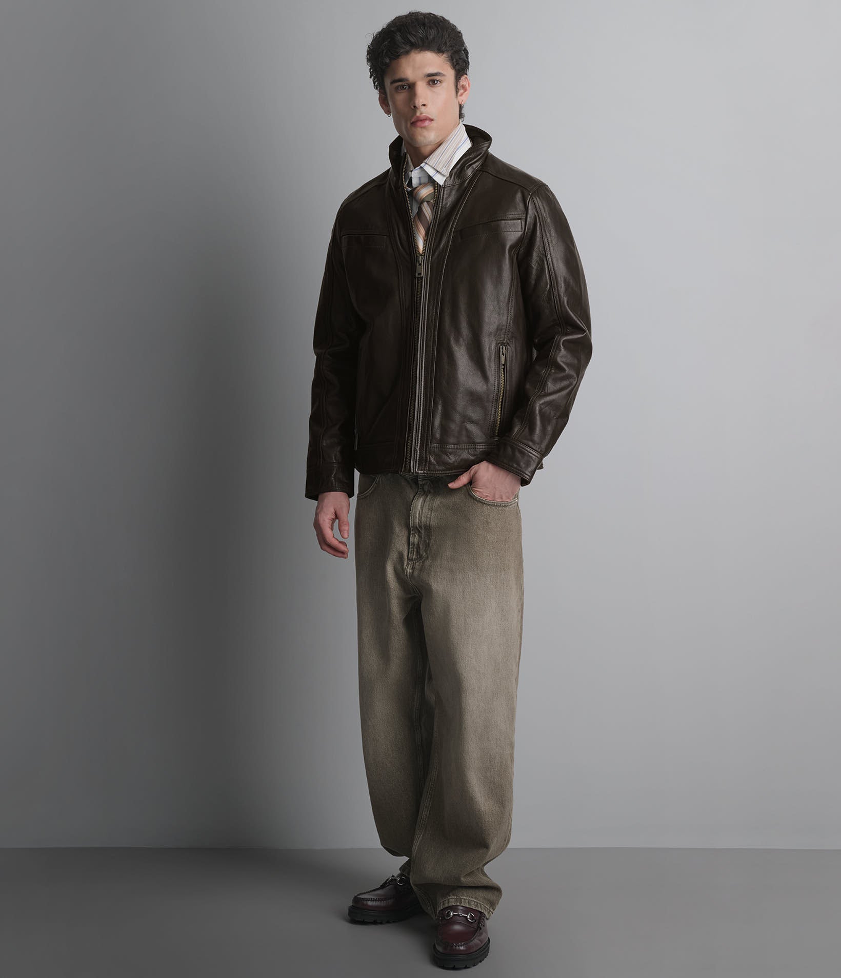 Sean Vintage Leather Racer Jacket