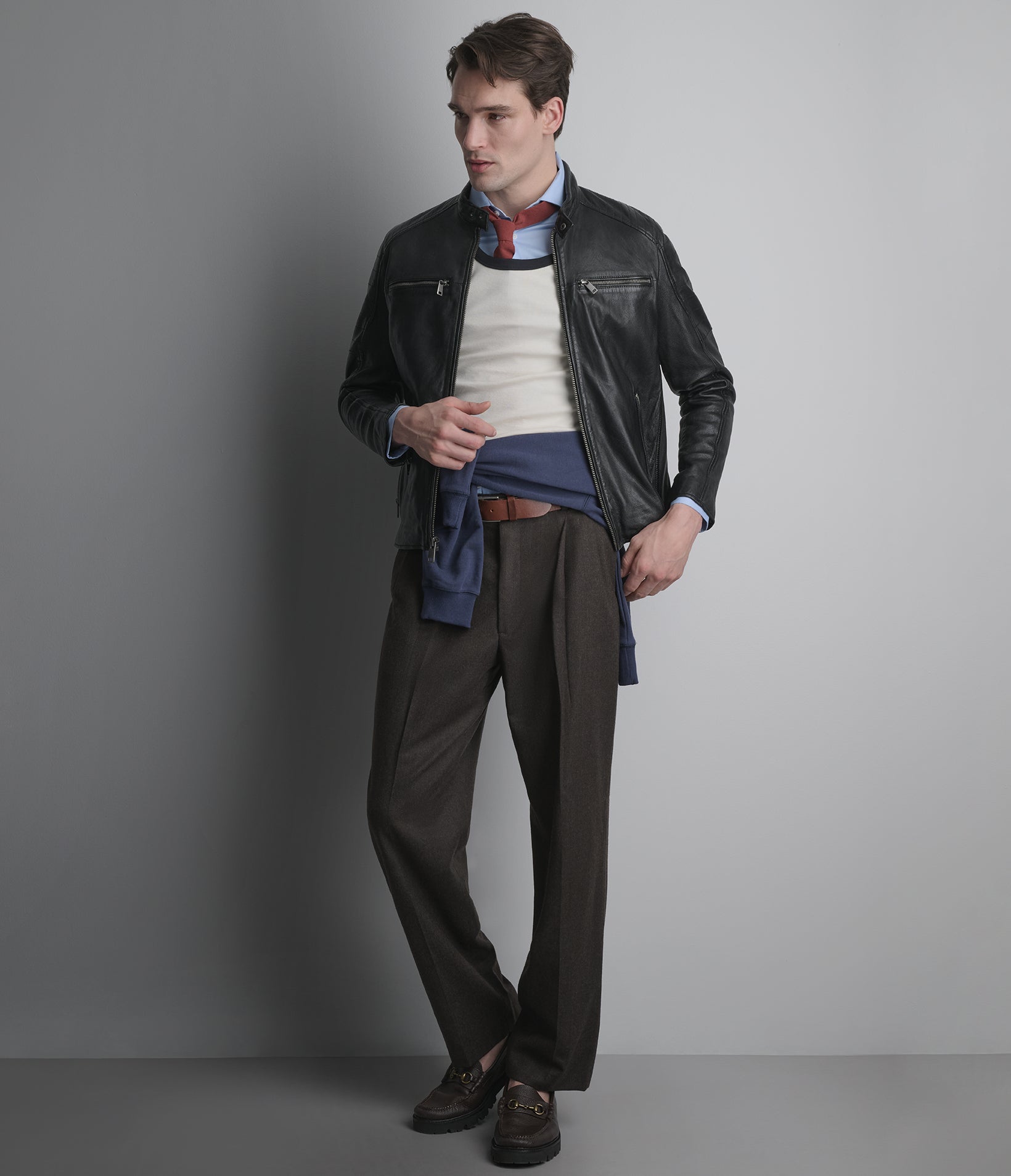 LANCE COLLARLESS MOTO JACKET