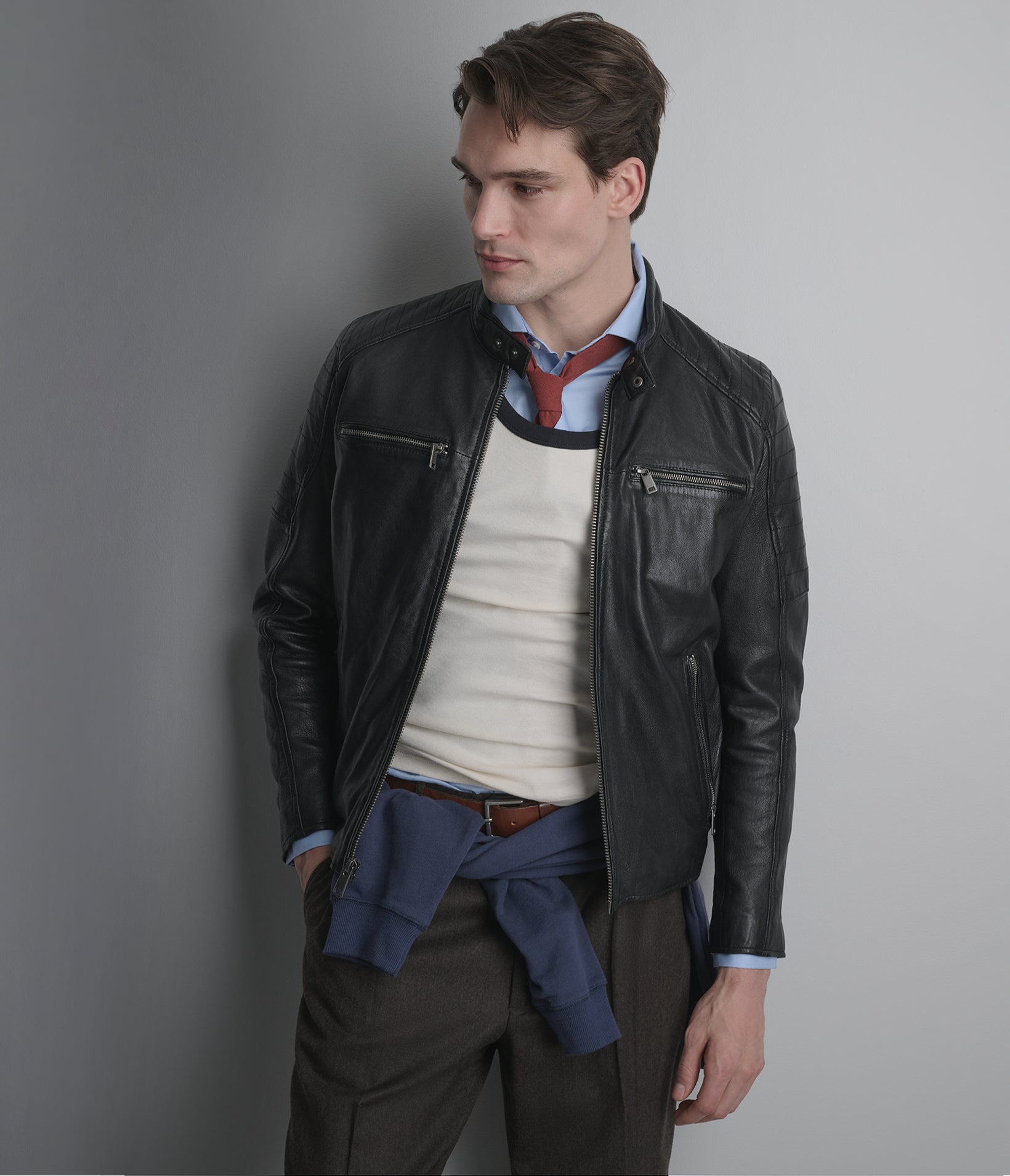 LANCE COLLARLESS MOTO JACKET