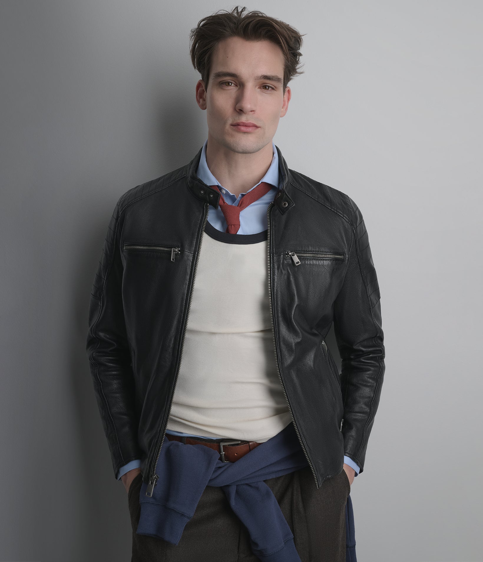 LANCE COLLARLESS MOTO JACKET