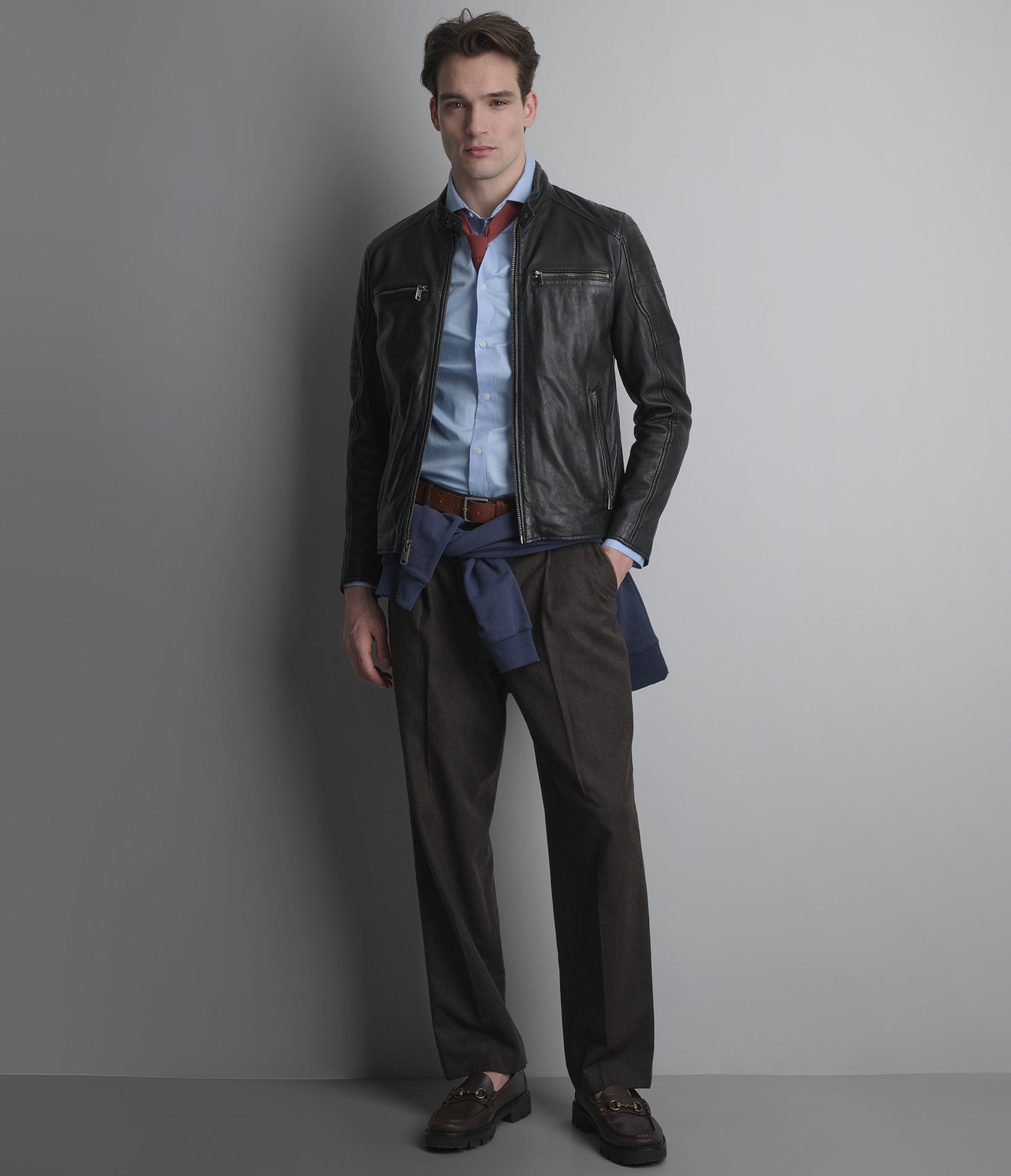 LANCE COLLARLESS MOTO JACKET