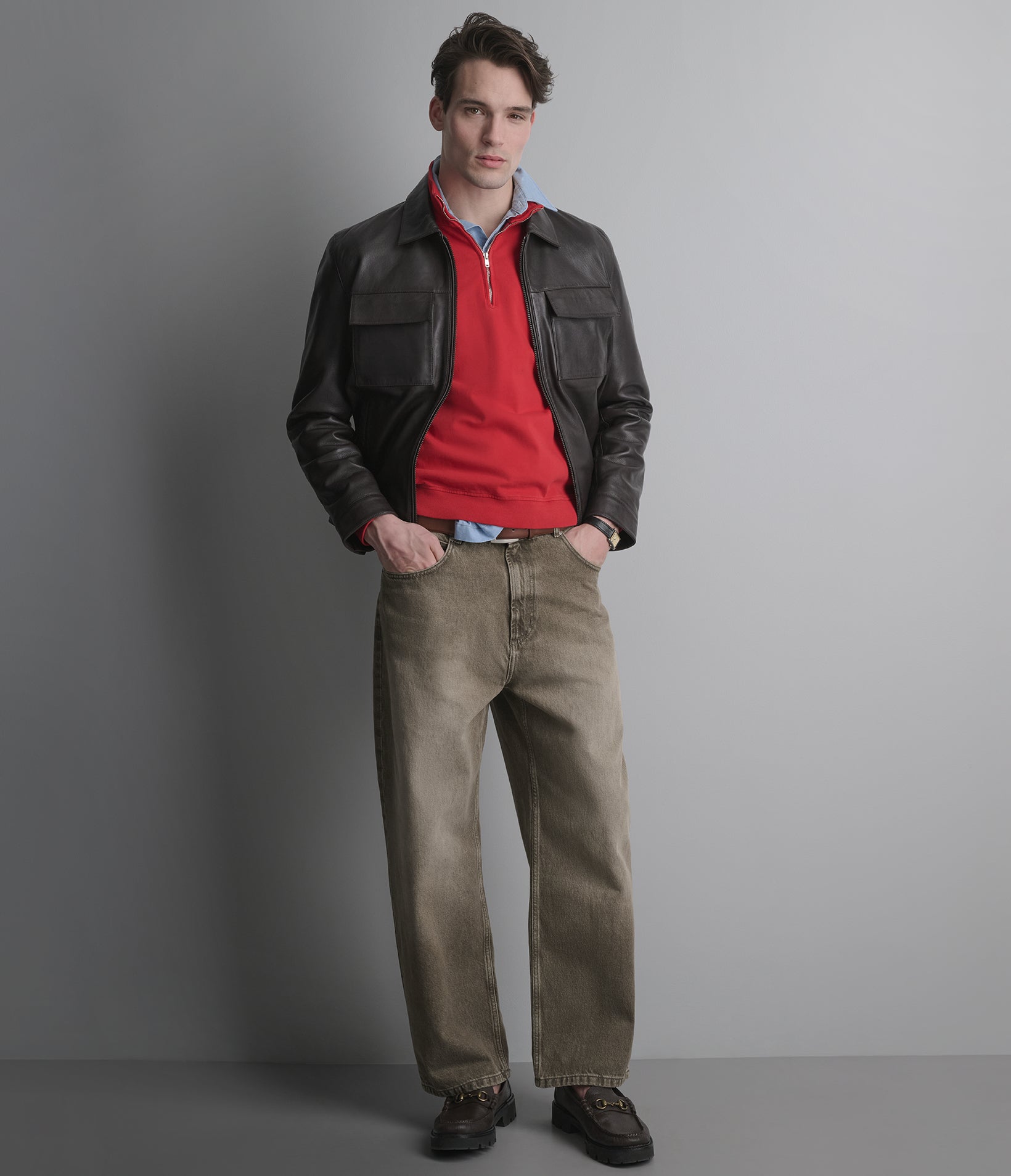 Emerson Leather Zip Shirt Jacket