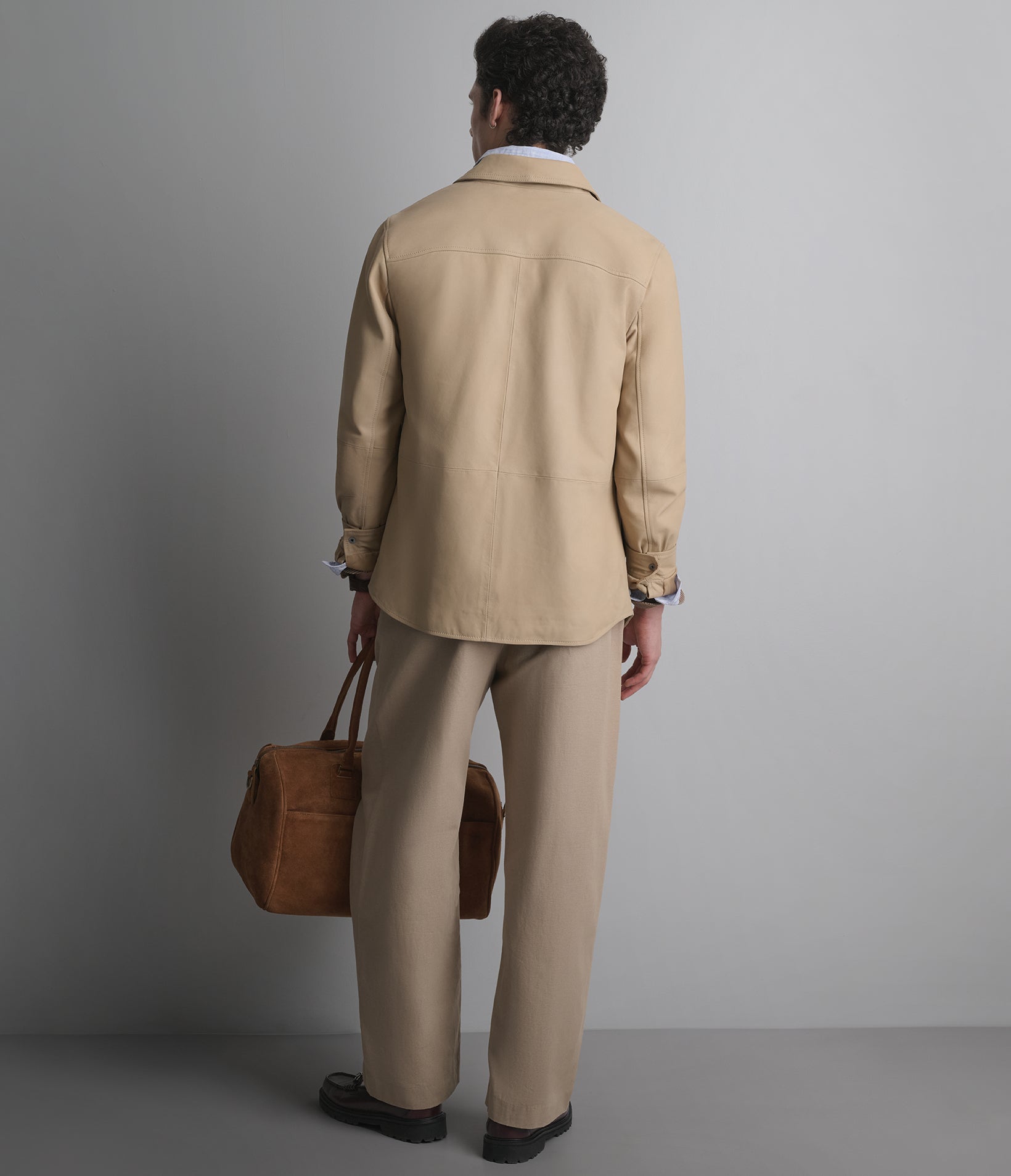 Wren Lightweight Leather Snap Front Shirt Jacket
