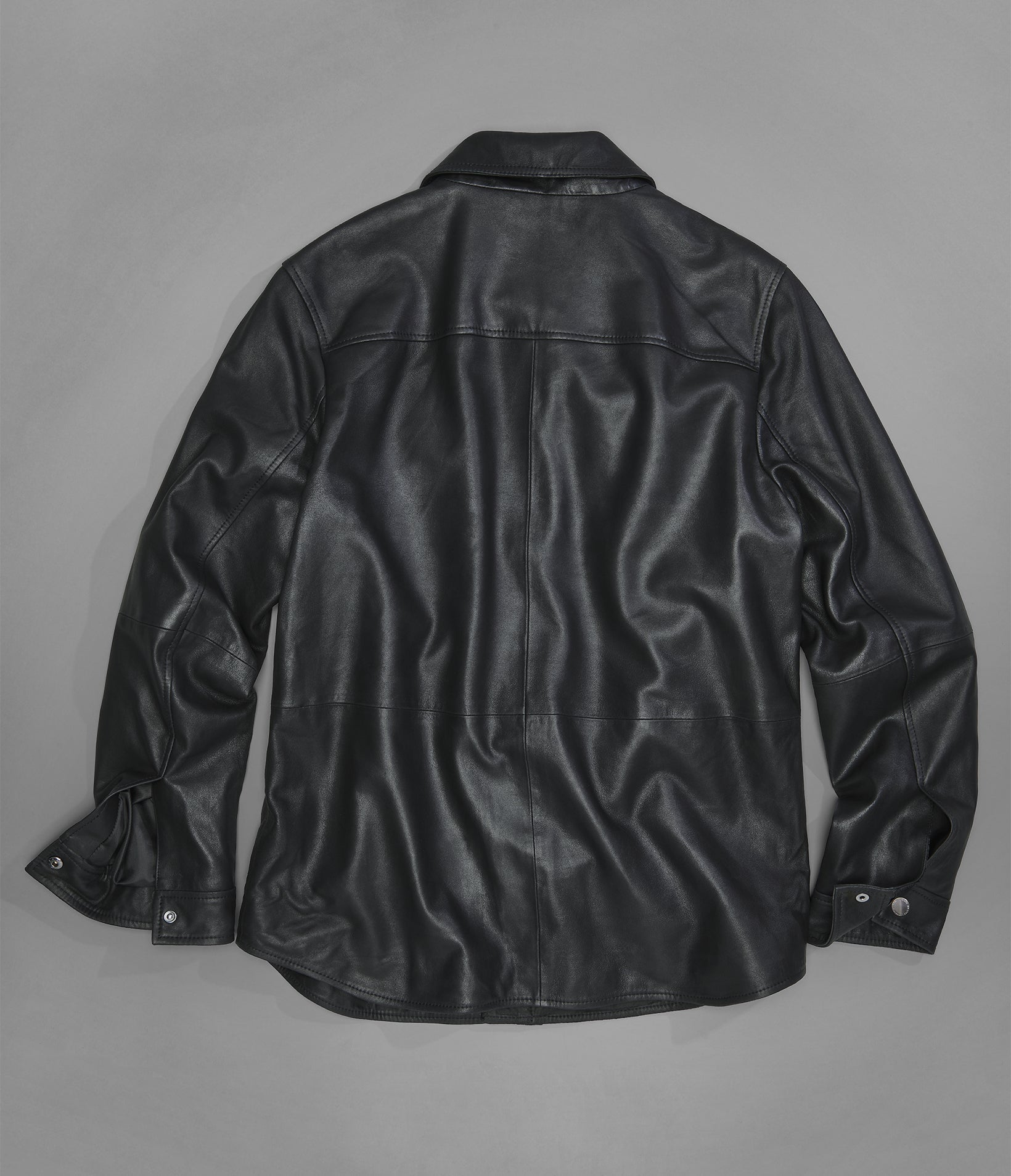 Wren Lightweight Leather Snap Front Shirt Jacket
