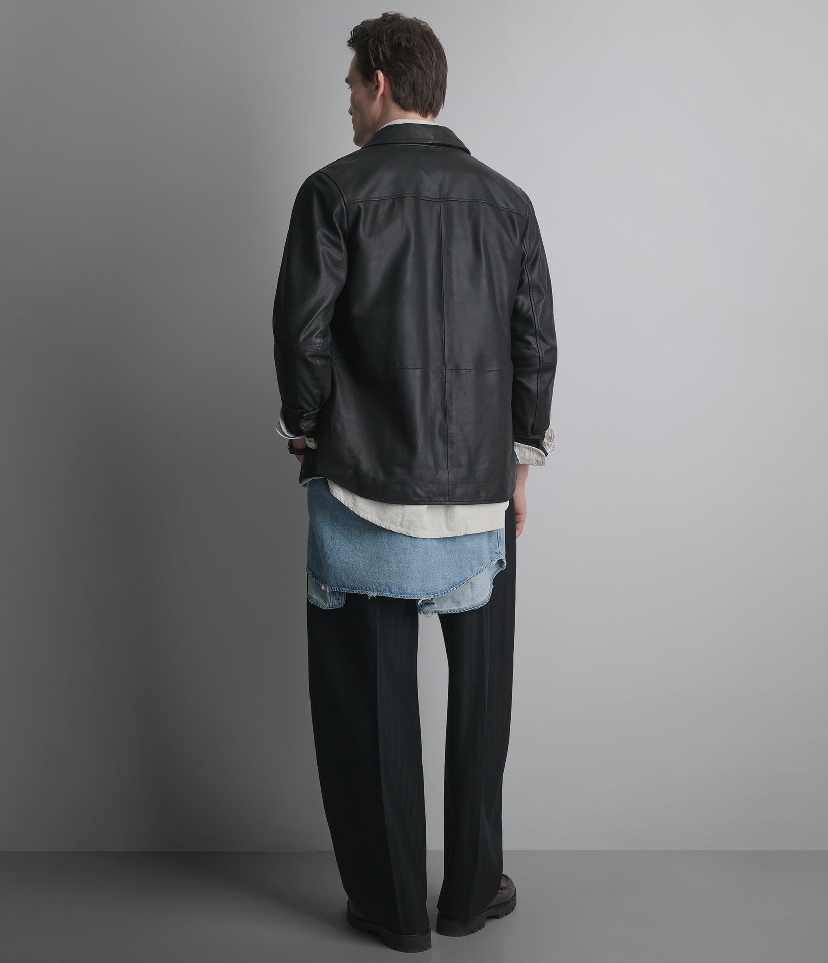 Wren Lightweight Leather Snap Front Shirt Jacket