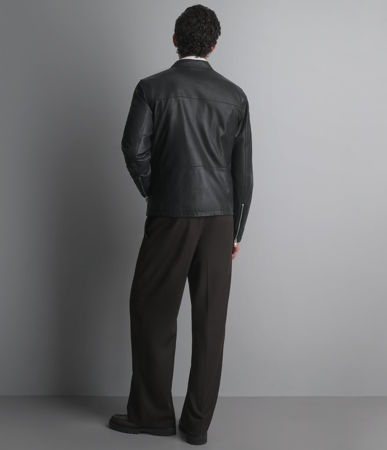 Quinton Lightweight Leather Racer Jacket