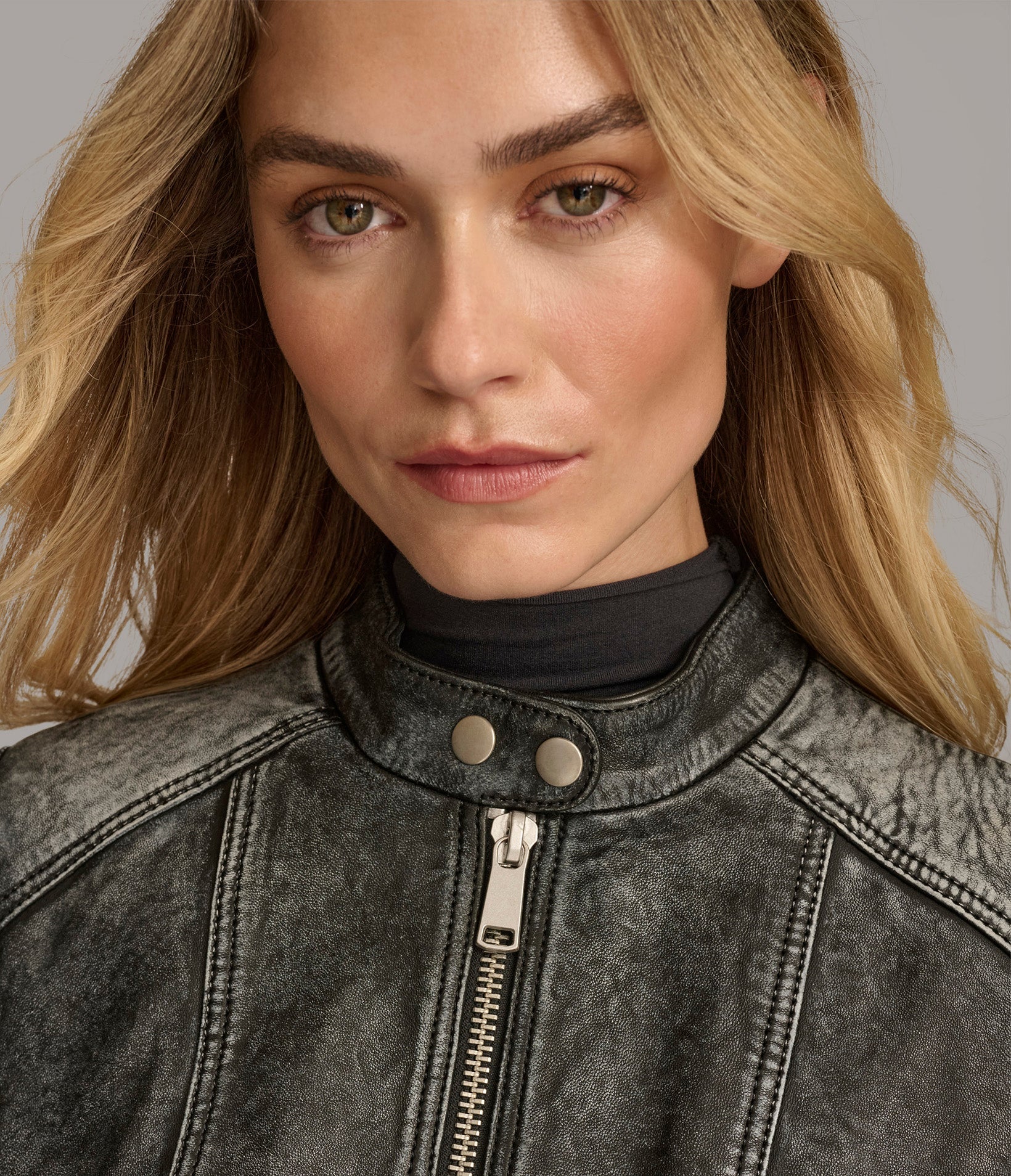 Alora Leather Combo Racer Jacket