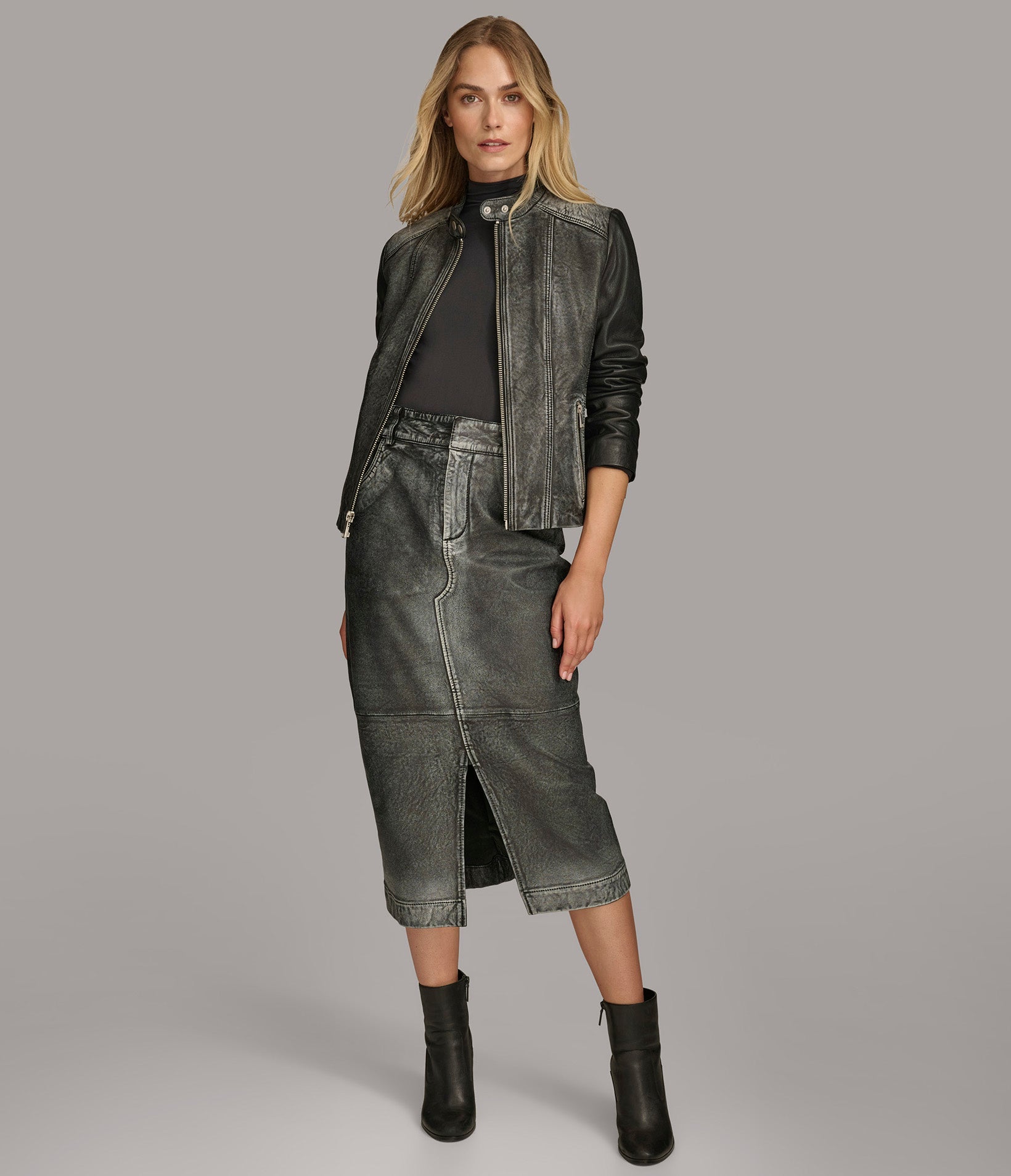 Alora Leather Combo Racer Jacket