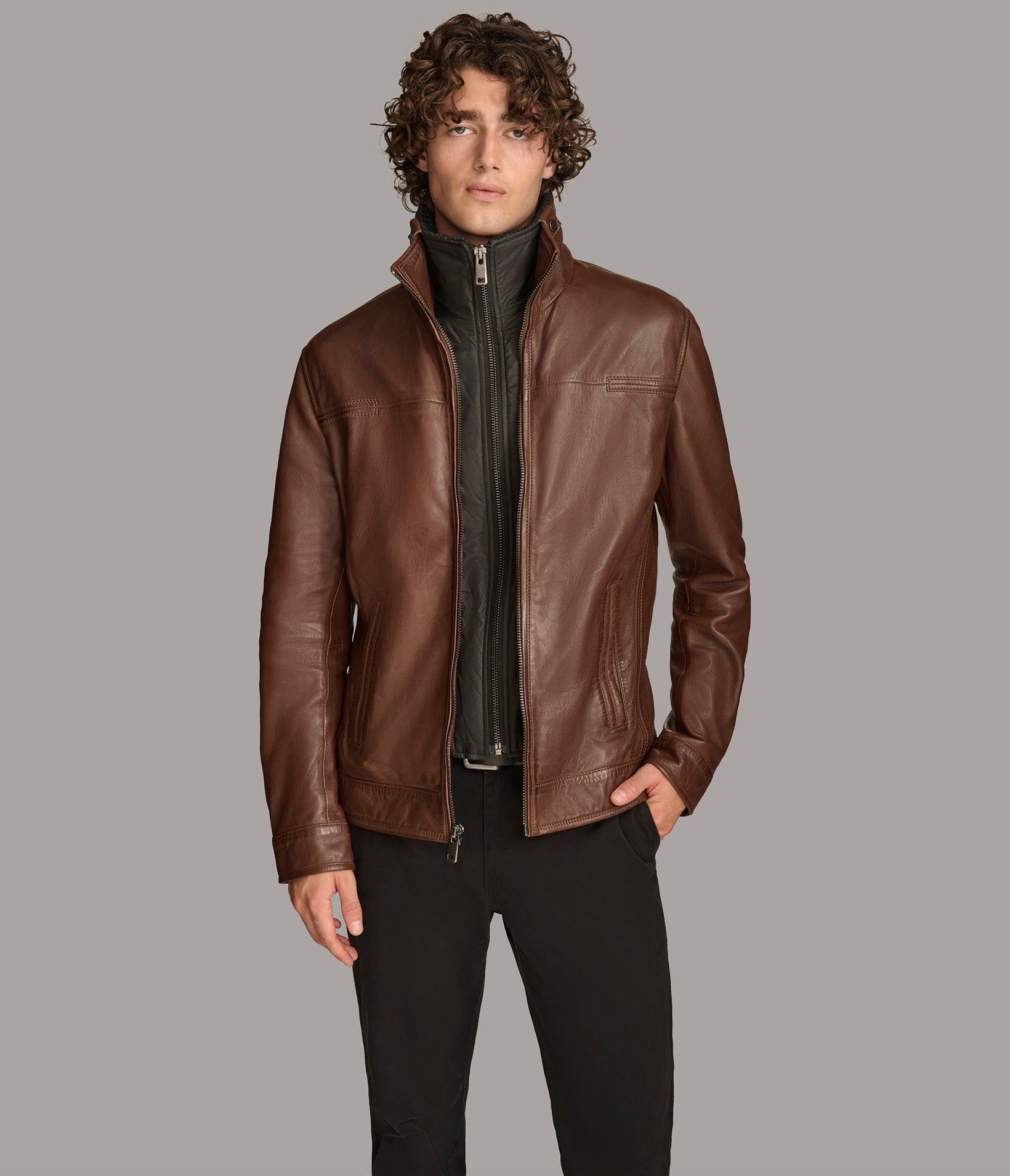 Jett Leather Jacket with Removable Hood
