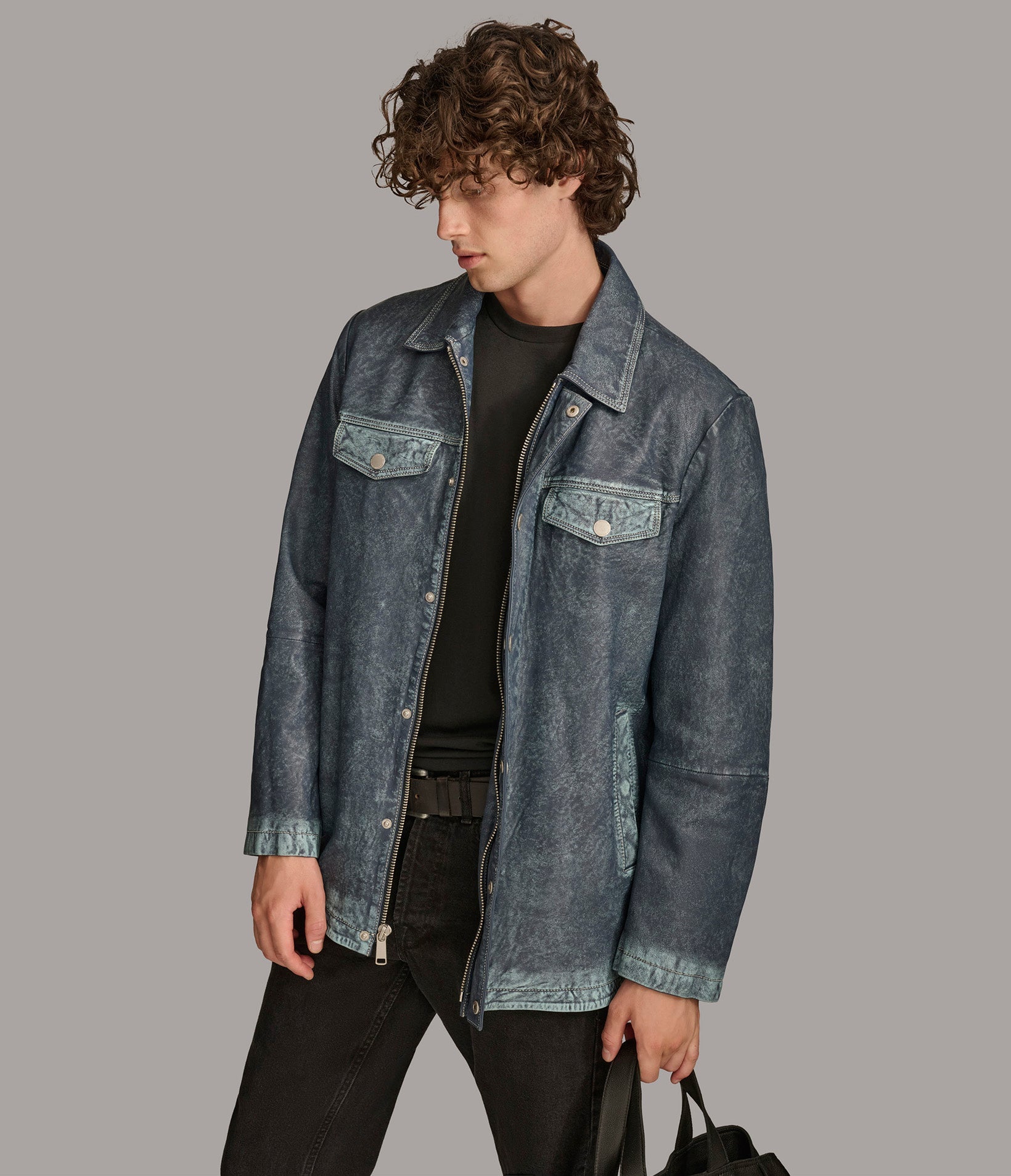 Nolan Leather Denim Shirt Jacket