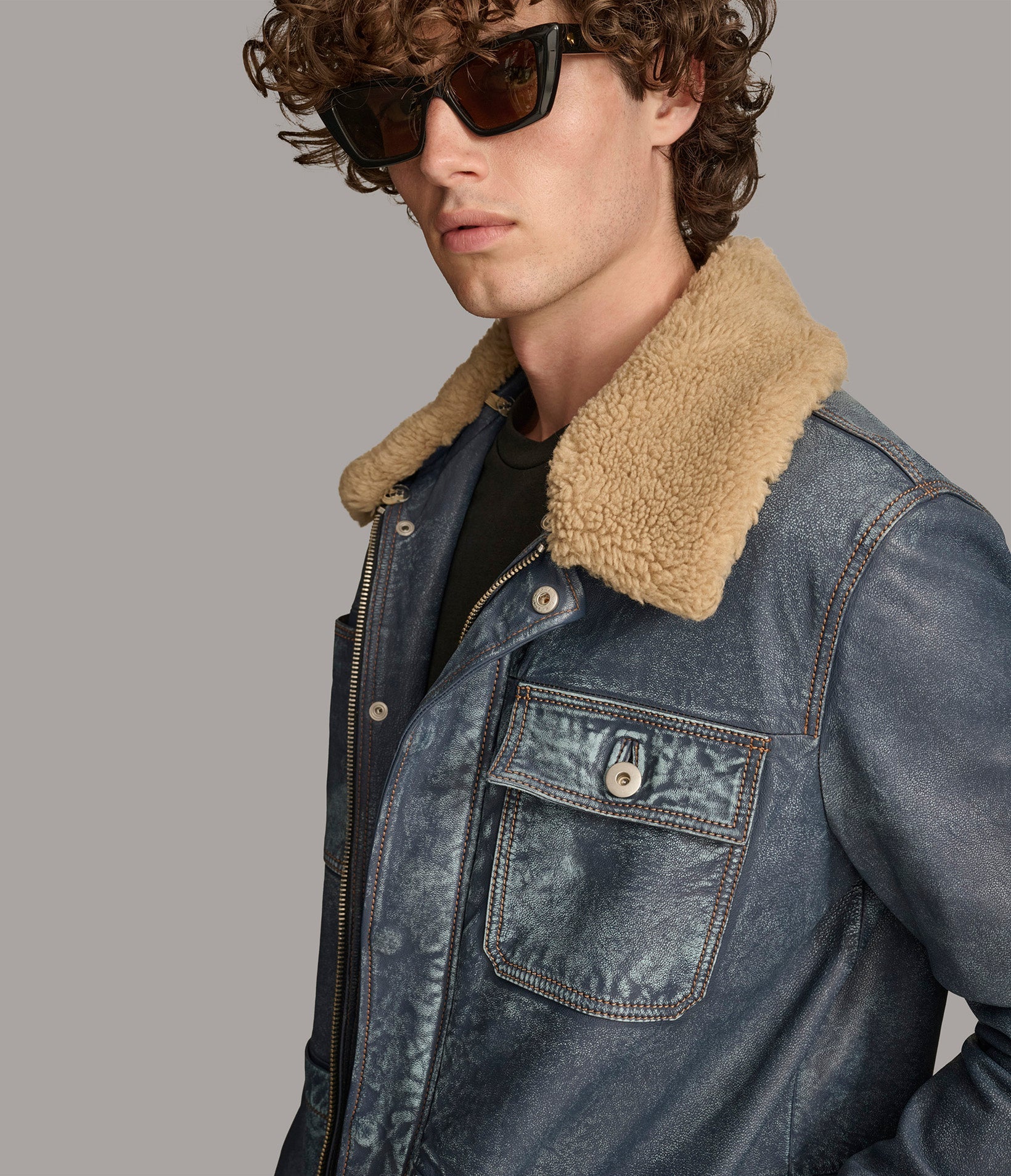Wesley Leather Denim Chore Jacket
