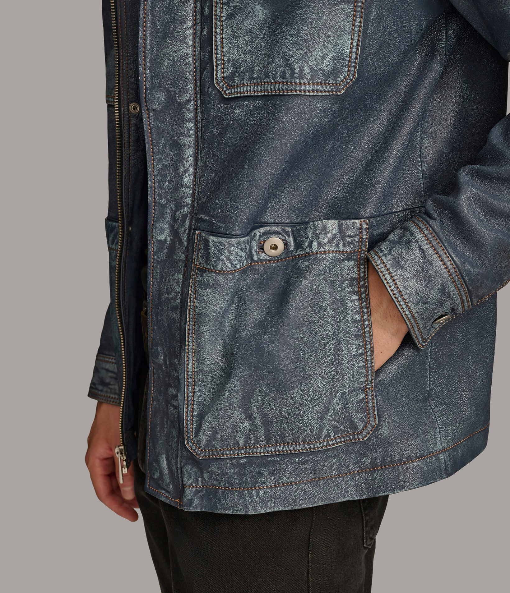 Wesley Leather Denim Chore Jacket