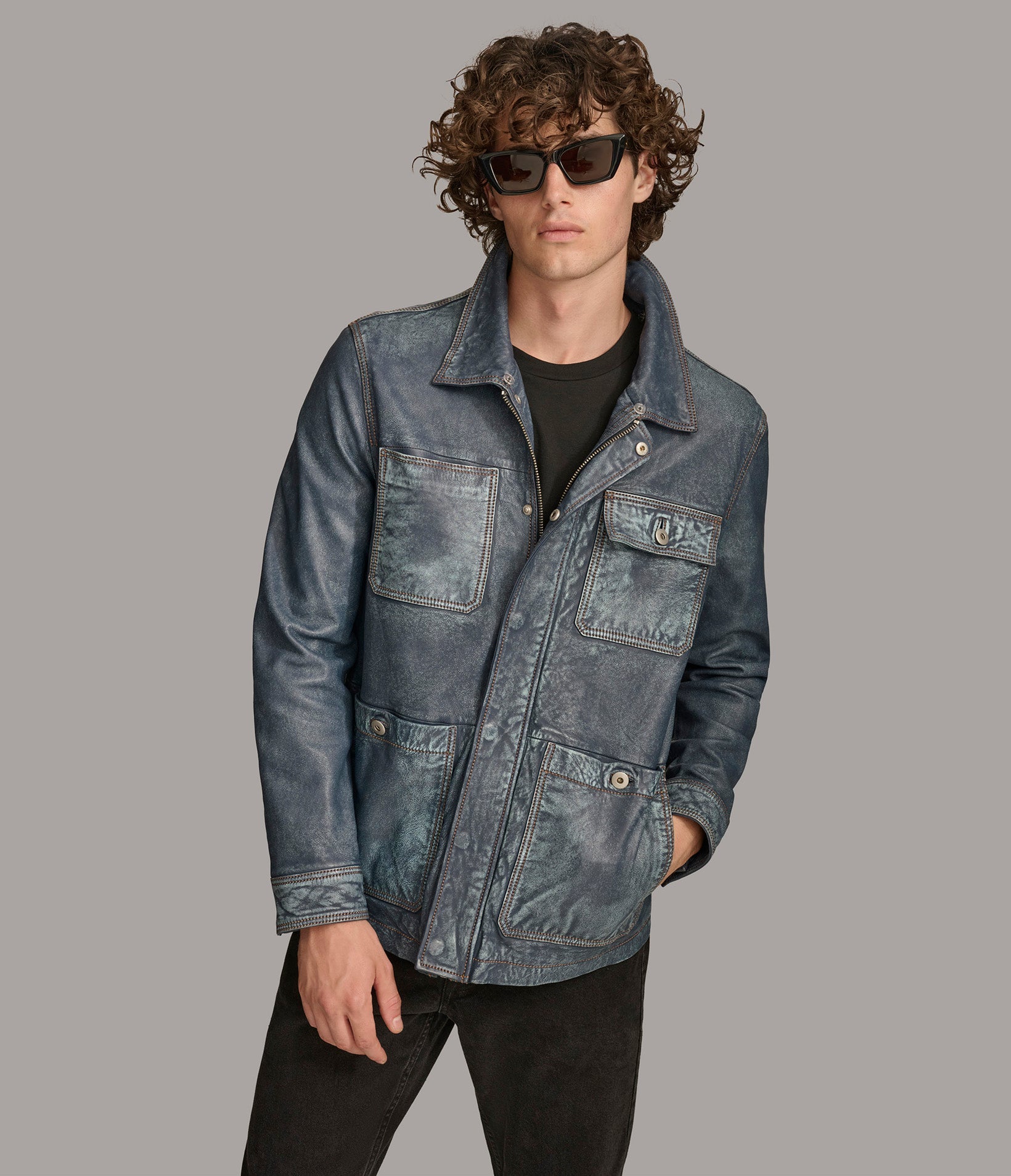 Wesley Leather Denim Chore Jacket
