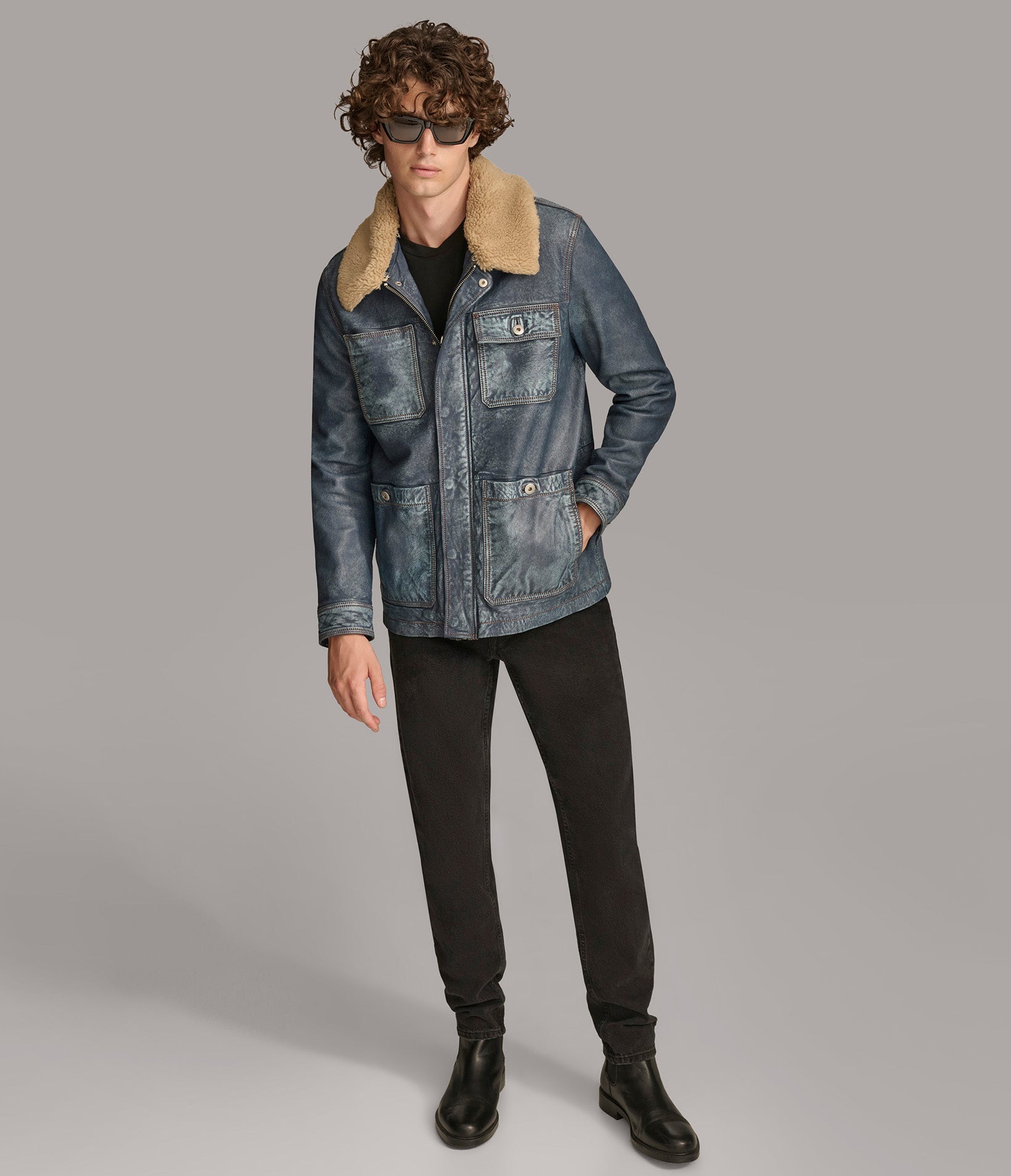 Wesley Leather Denim Chore Jacket