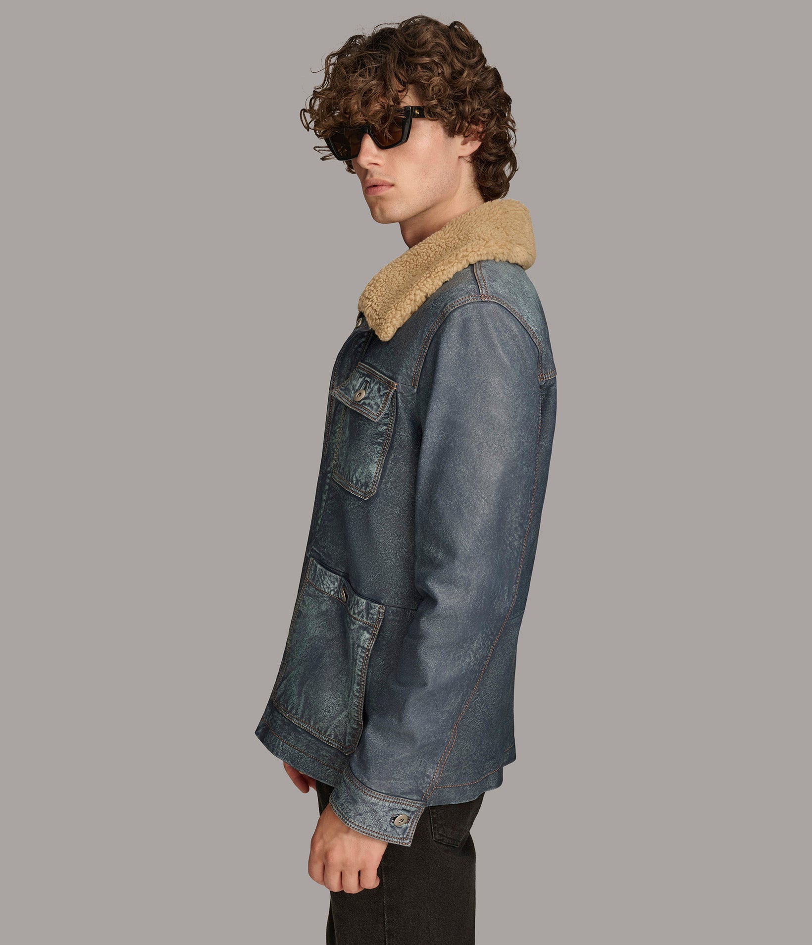 Wesley Leather Denim Chore Jacket