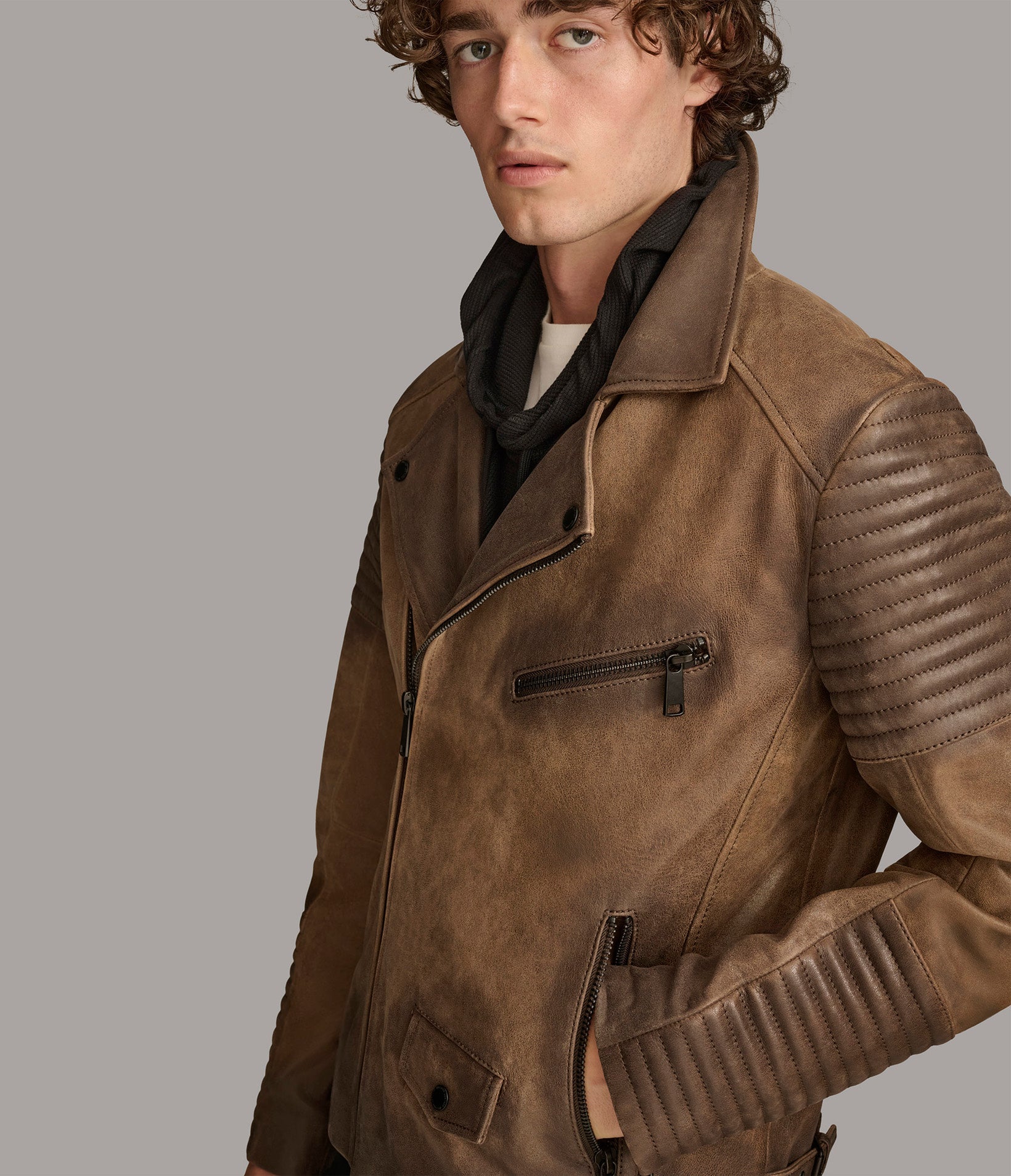 Dom Padded Leather Moto Jacket