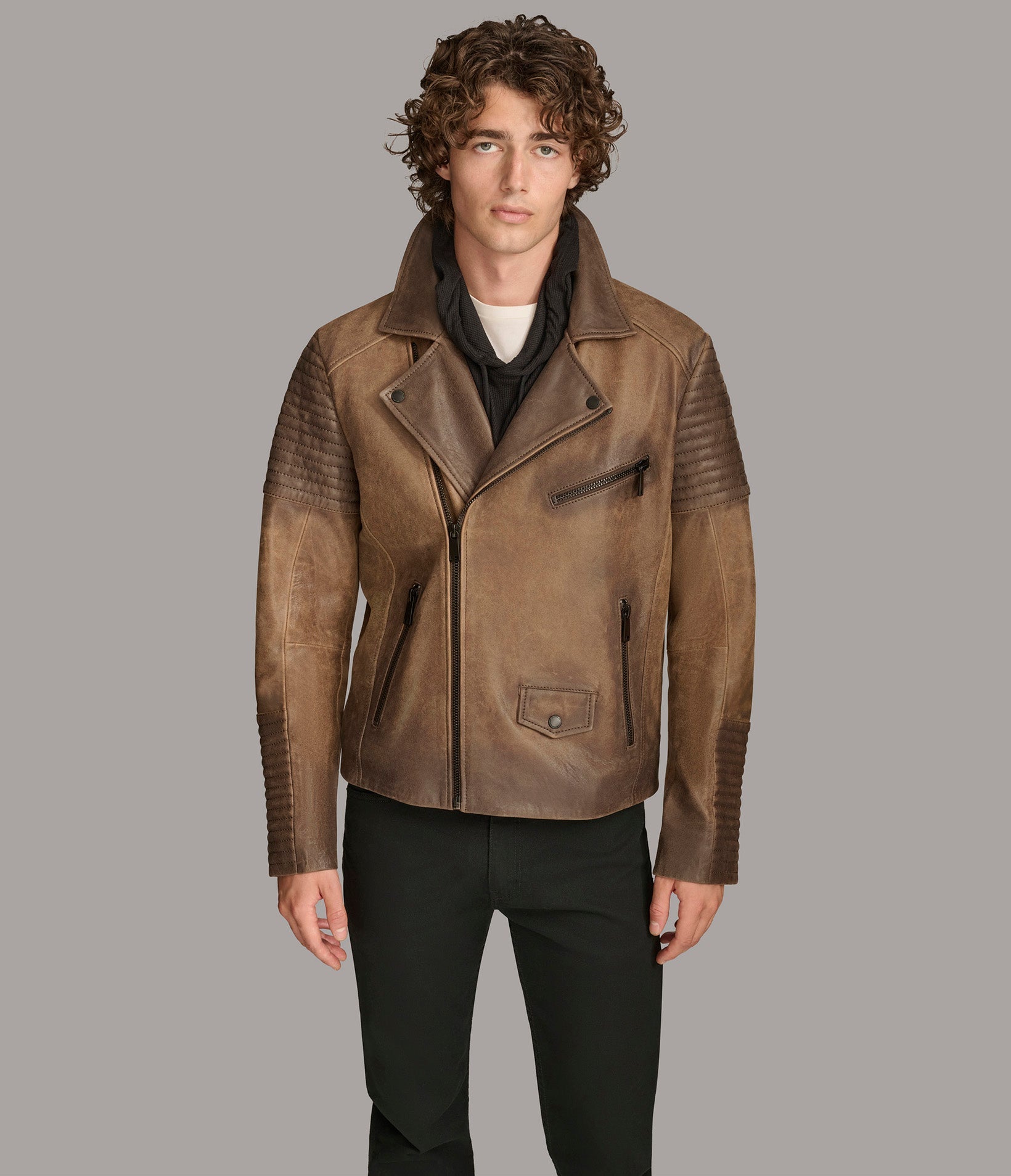 Dom Padded Leather Moto Jacket