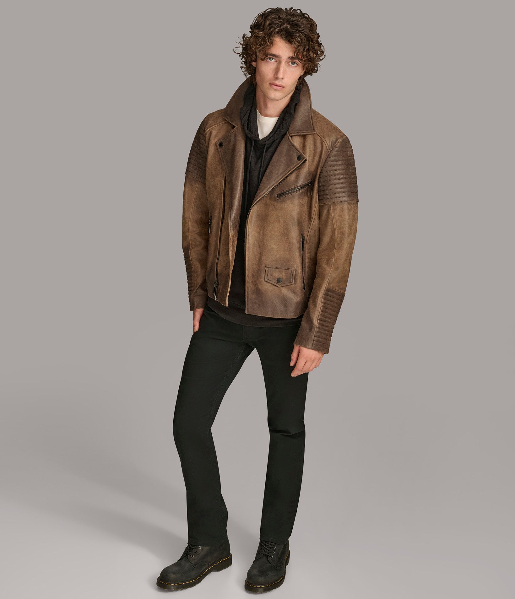 Dom Padded Leather Moto Jacket